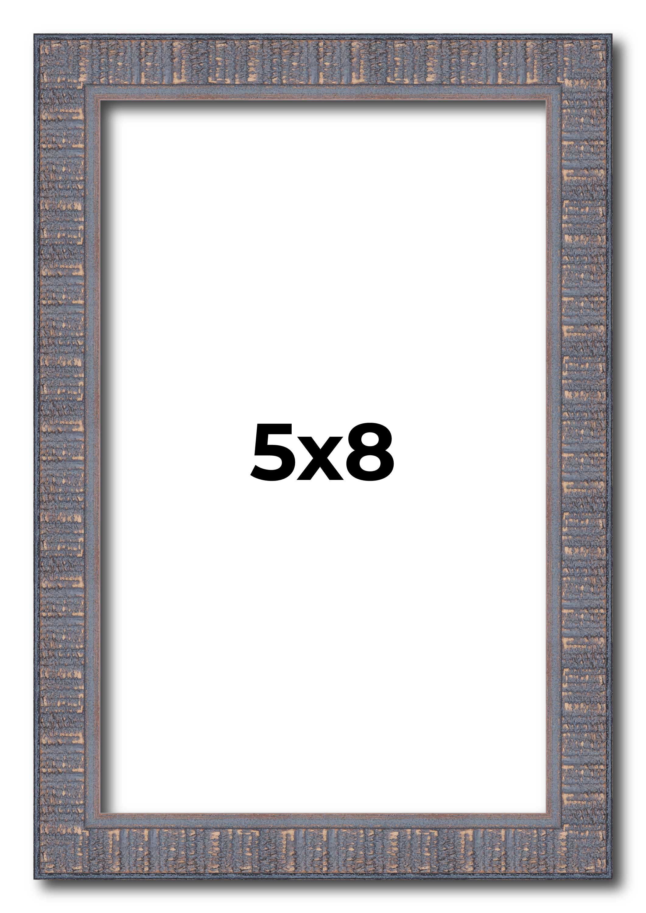 5×8 IN Frame Blue Kingsley Pewter Solid Wood Picture Frame Width 0.75 Inches |In