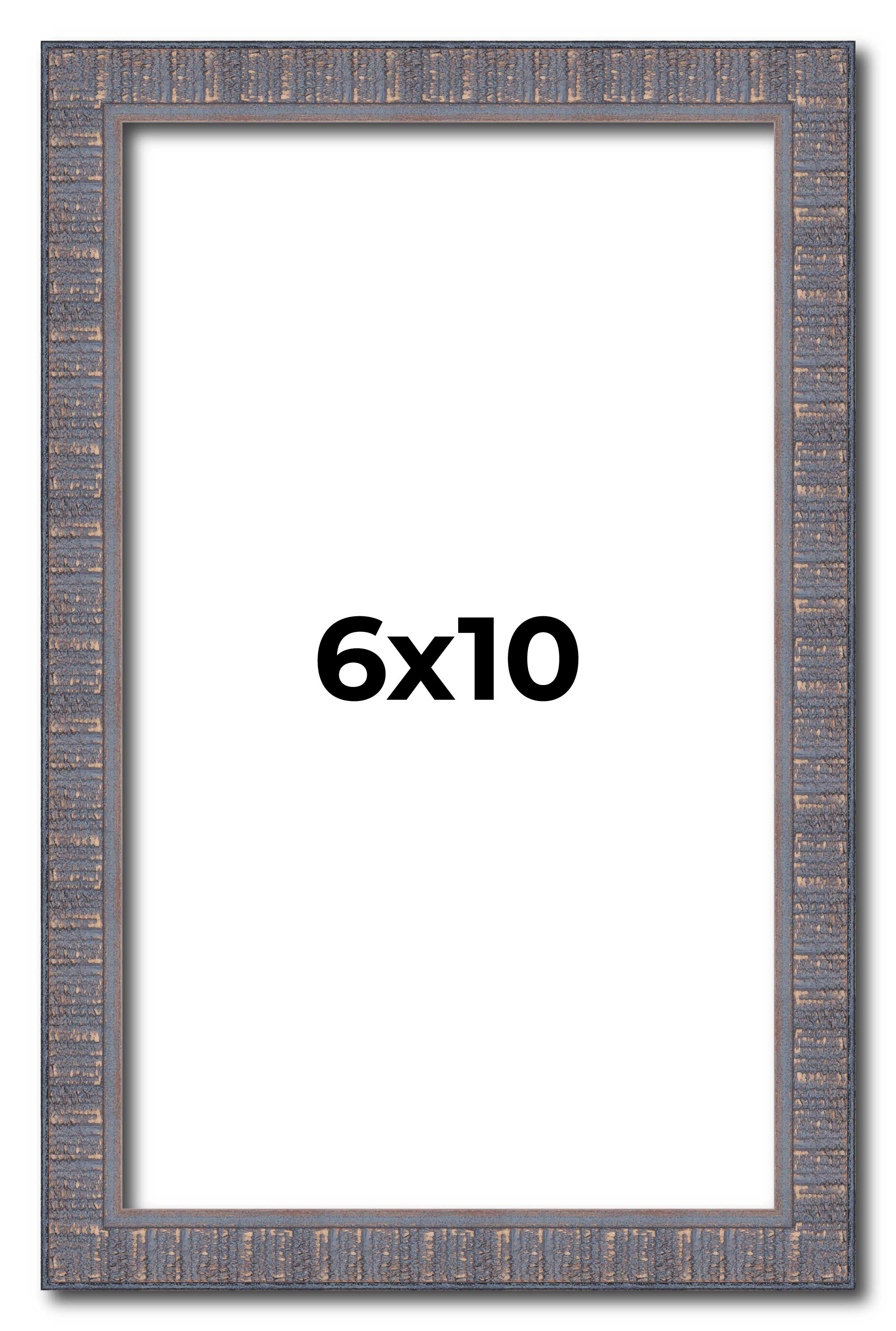 6×10 Frame Blue Kingsley Pewter Solid Wood Picture Frame Width 0.75 Inches |Inte