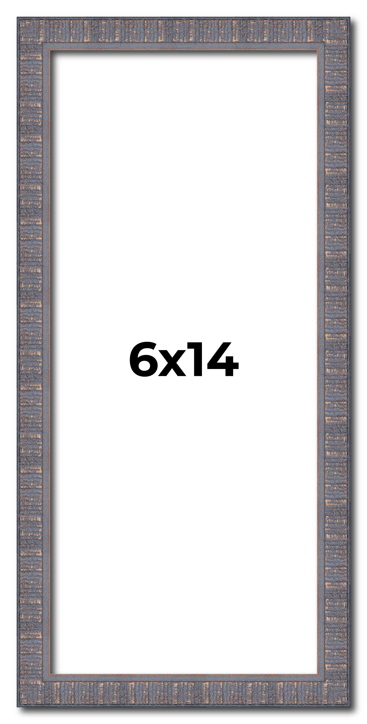 6x14 Frame Blue Kingsley Pewter Solid Wood Picture Frame Width 0.75 Inches |Inte main product image