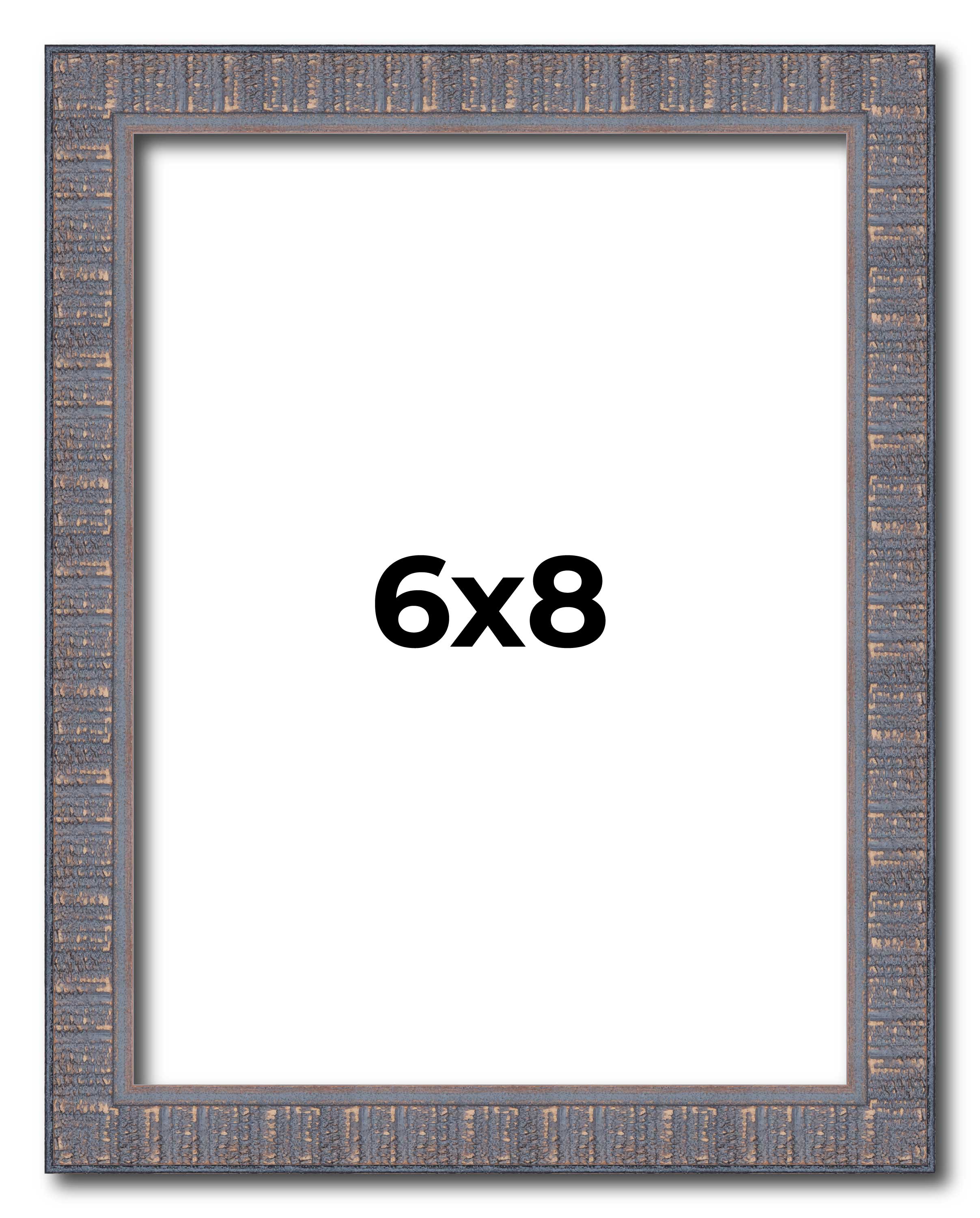 6×8 Frame Blue Kingsley Pewter Solid Wood Picture Frame Width 0.75 Inches |Inter
