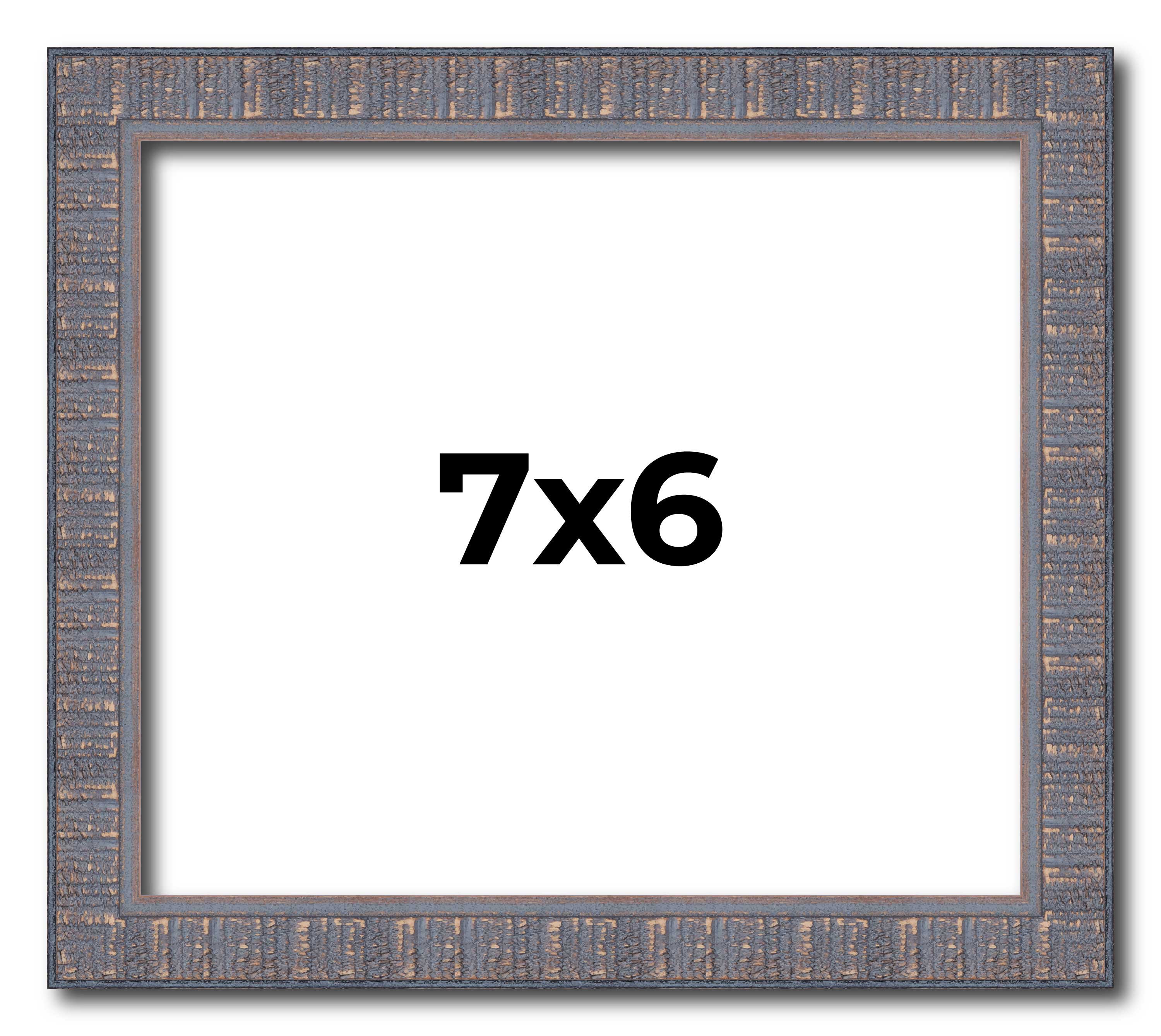 7x6 Frame Blue Kingsley Pewter Solid Wood Picture Frame Width 0.75 Inches |Inter main product image