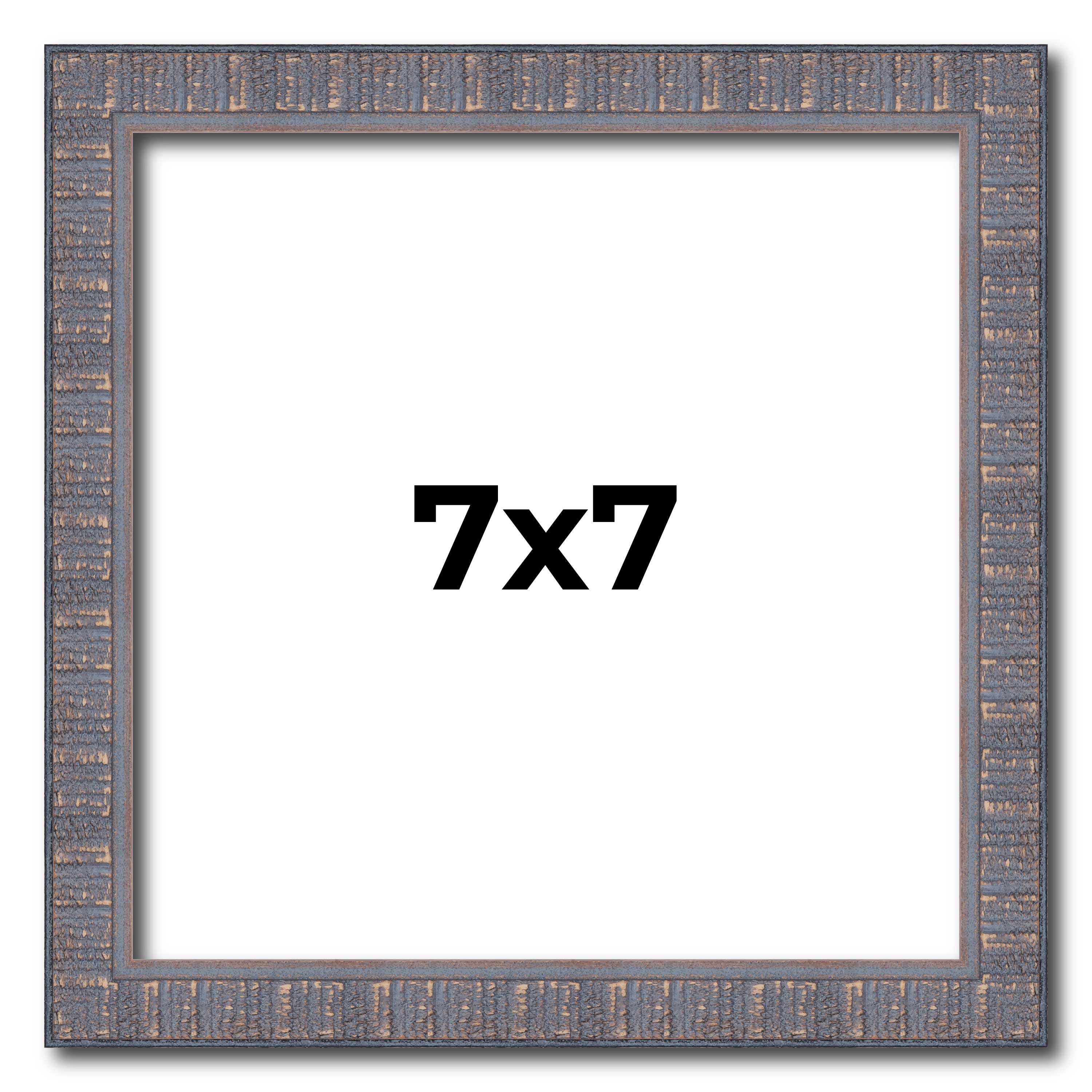 7×7 Frame Blue Kingsley Pewter Solid Wood Picture Frame Width 0.75 Inches |Inter