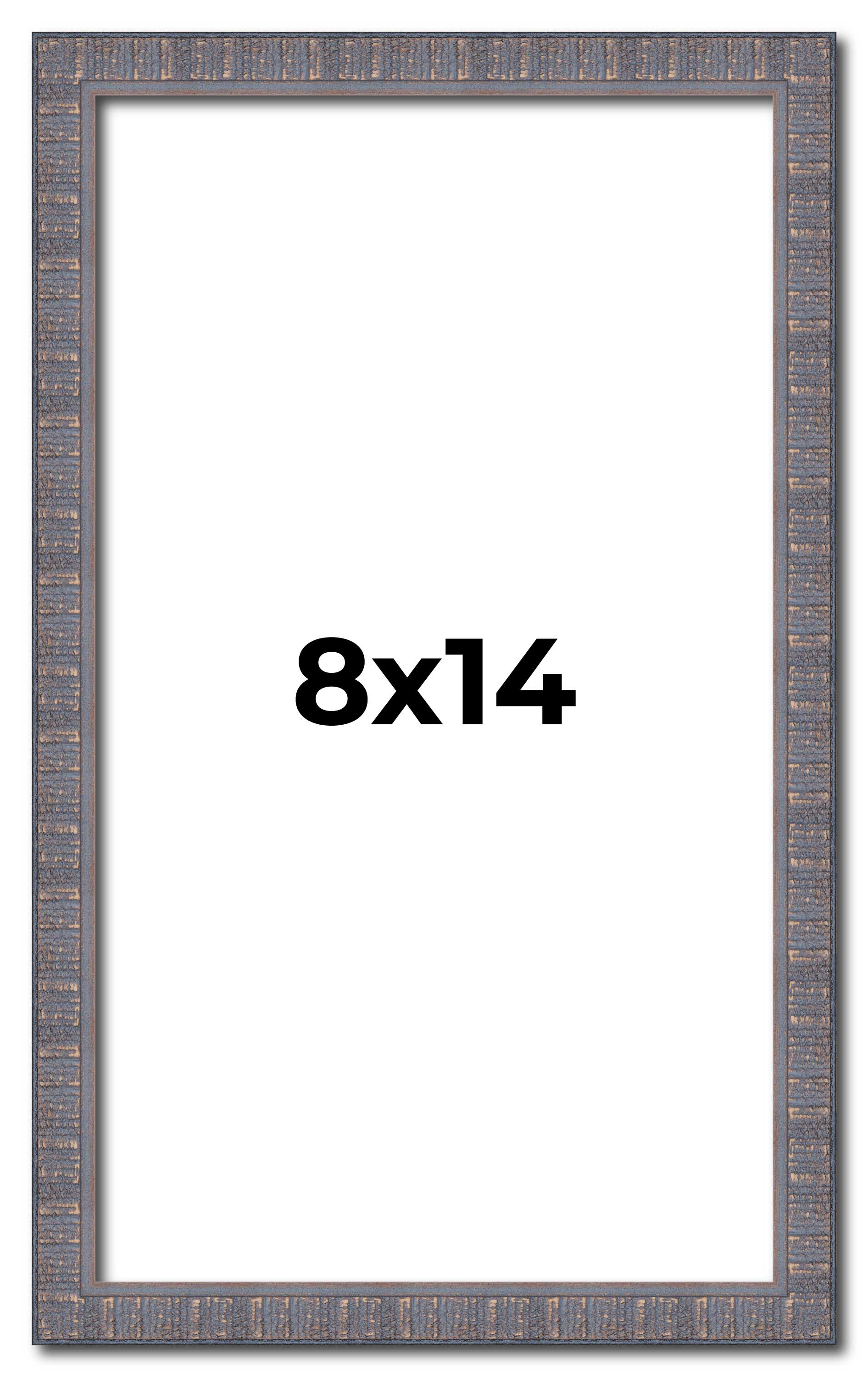 8x14 Frame Blue Kingsley Pewter Solid Wood Picture Frame Width 0.75 Inches |Inte main product image