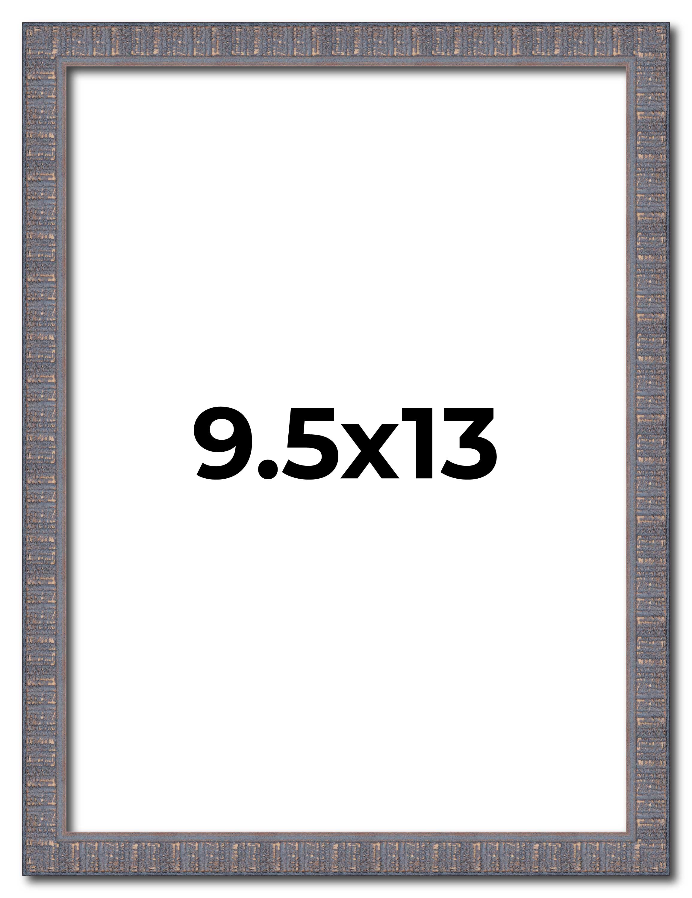 9.5×13 Frame Blue Kingsley Pewter Solid Wood Picture Frame Width 0.75 Inches |In