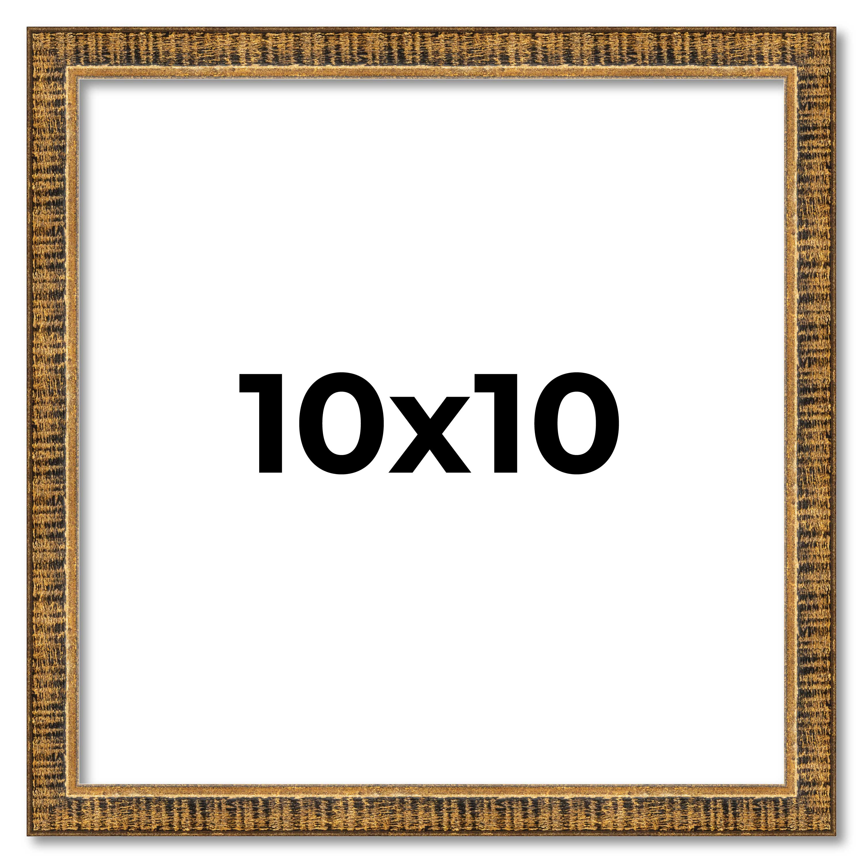 10x10 Frame Gold Kingsley Distressed Solid Wood Picture Frame Width 0.75 Inches main product image