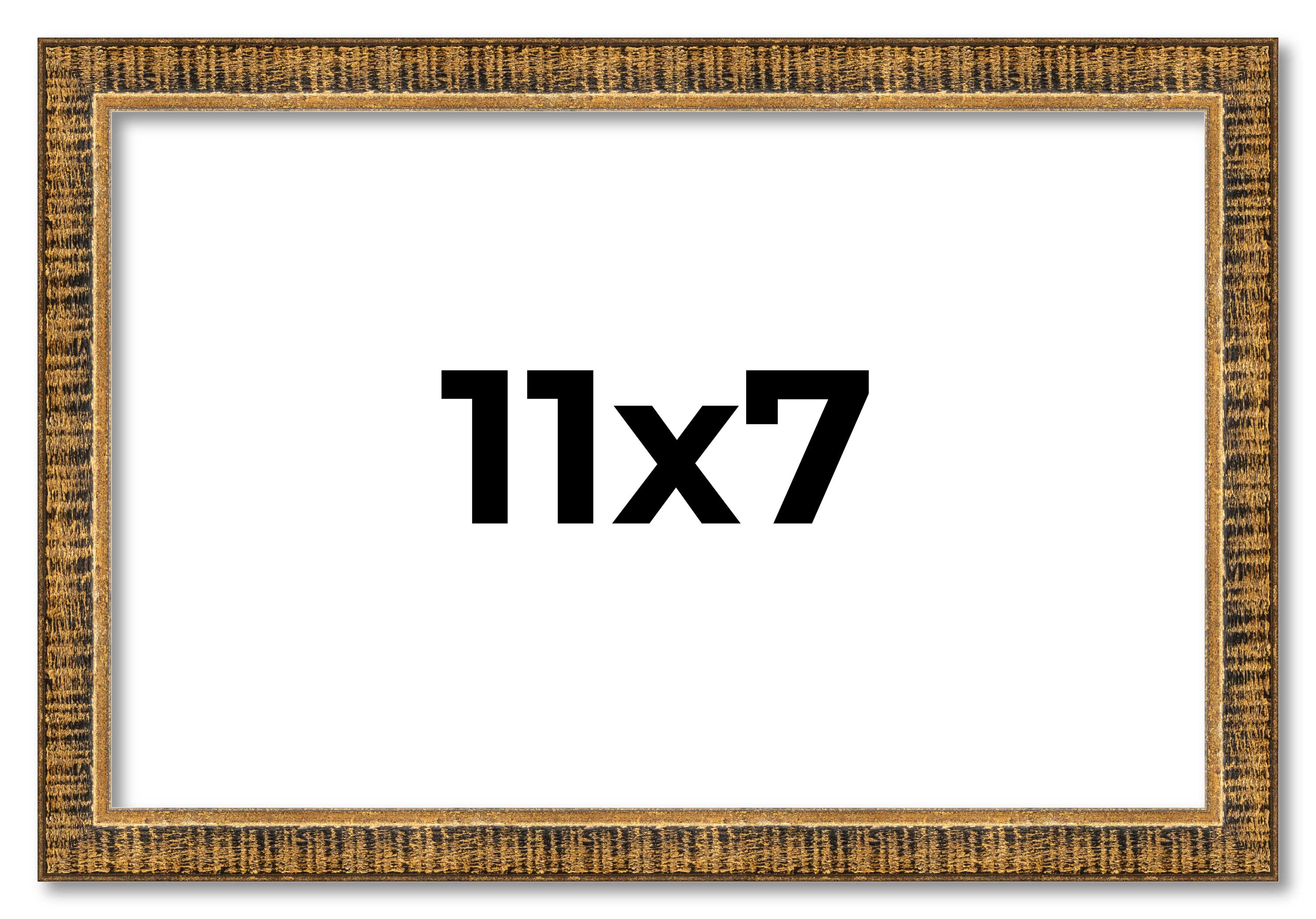 11×7 Frame Gold Kingsley Distressed Solid Wood Picture Frame Width 0.75 Inches |
