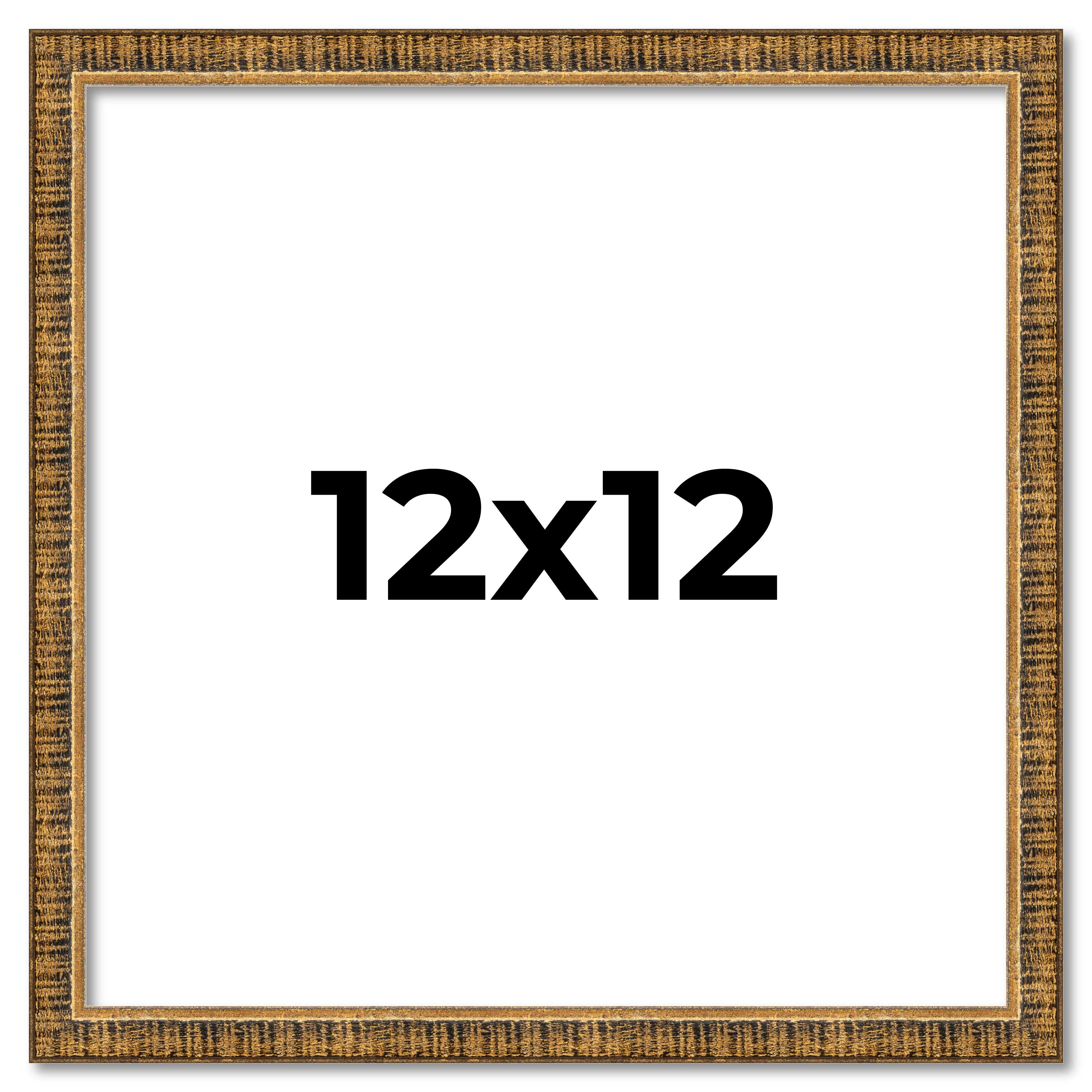 12×12 Frame Gold Kingsley Distressed Solid Wood Picture Frame Width 0.75 Inches