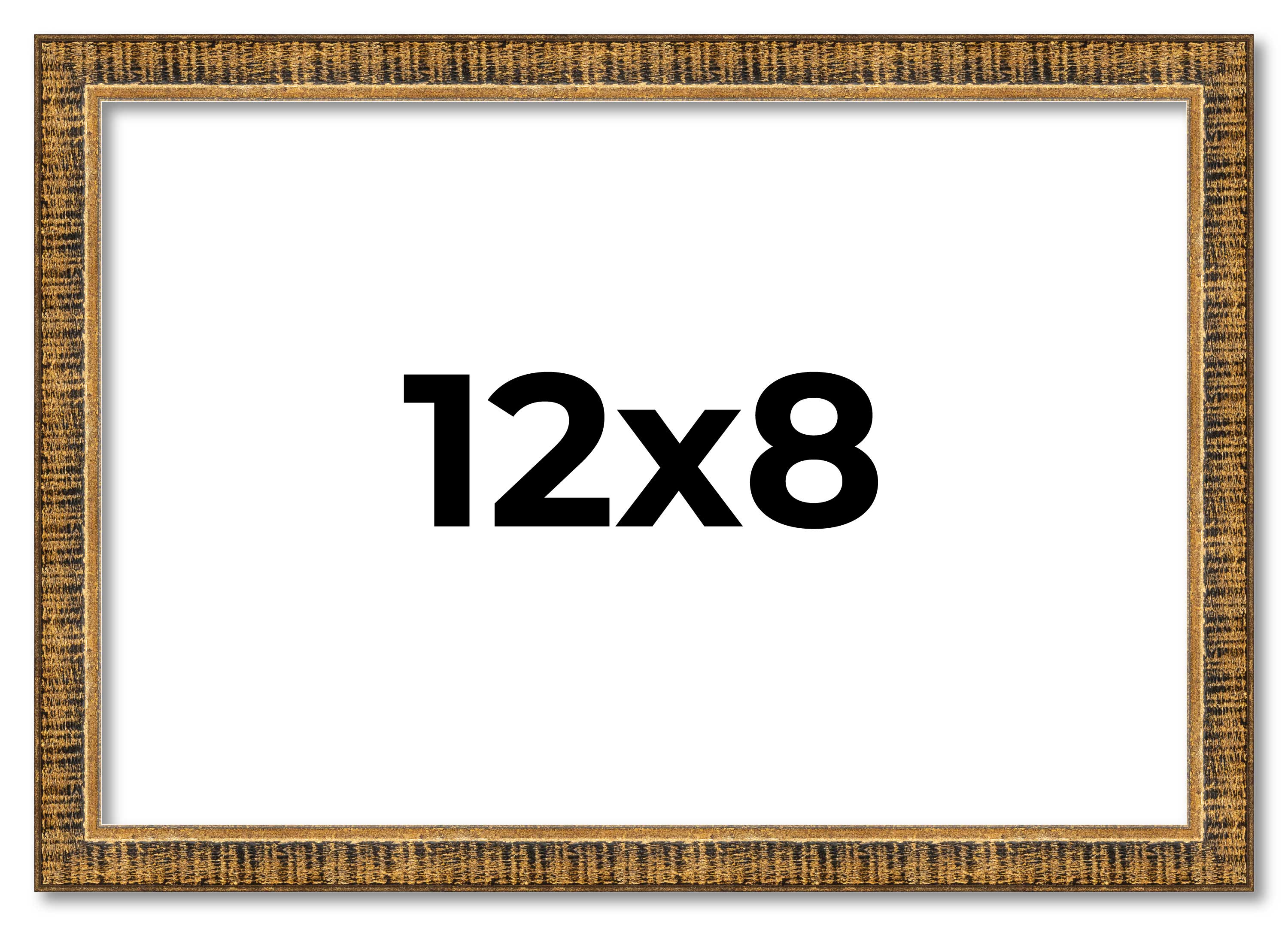 12×8 Frame Gold Kingsley Distressed Solid Wood Picture Frame Width 0.75 Inches |
