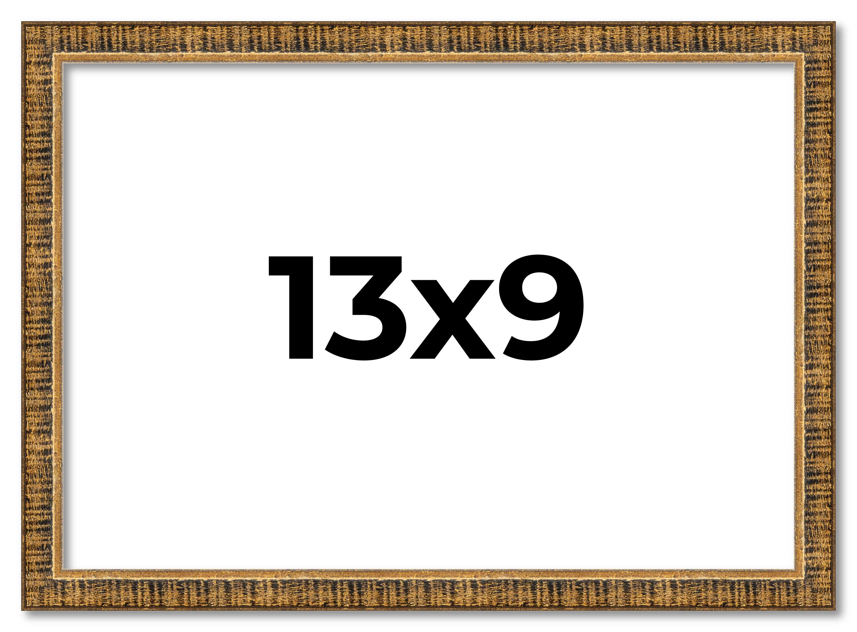 13×9 Frame Gold Picture Frame Complete Modern Photo Frame UV Acrylic, Acid Free