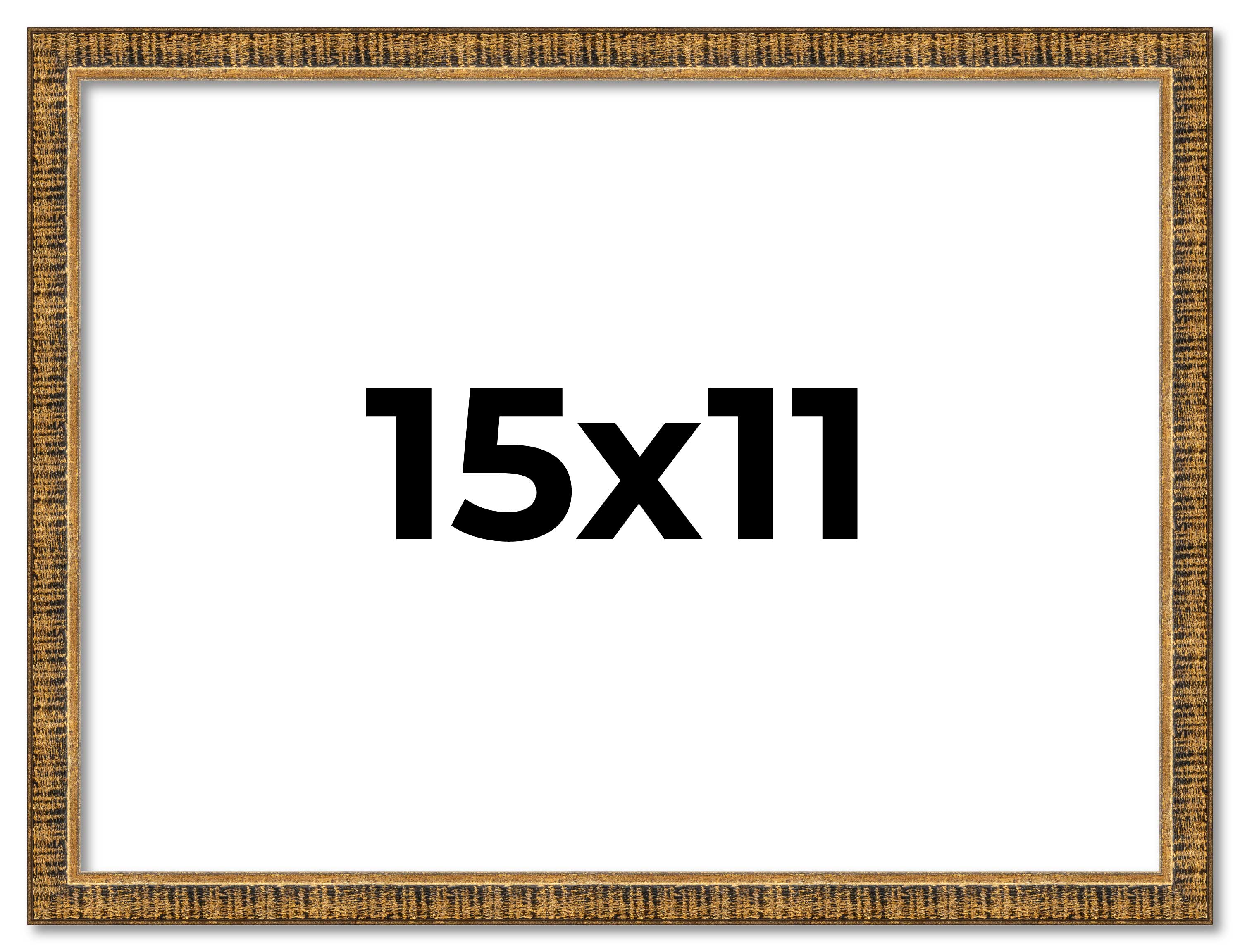 15x11 Frame Gold Picture Frame Complete Modern Photo Frame UV Acrylic, Acid Free