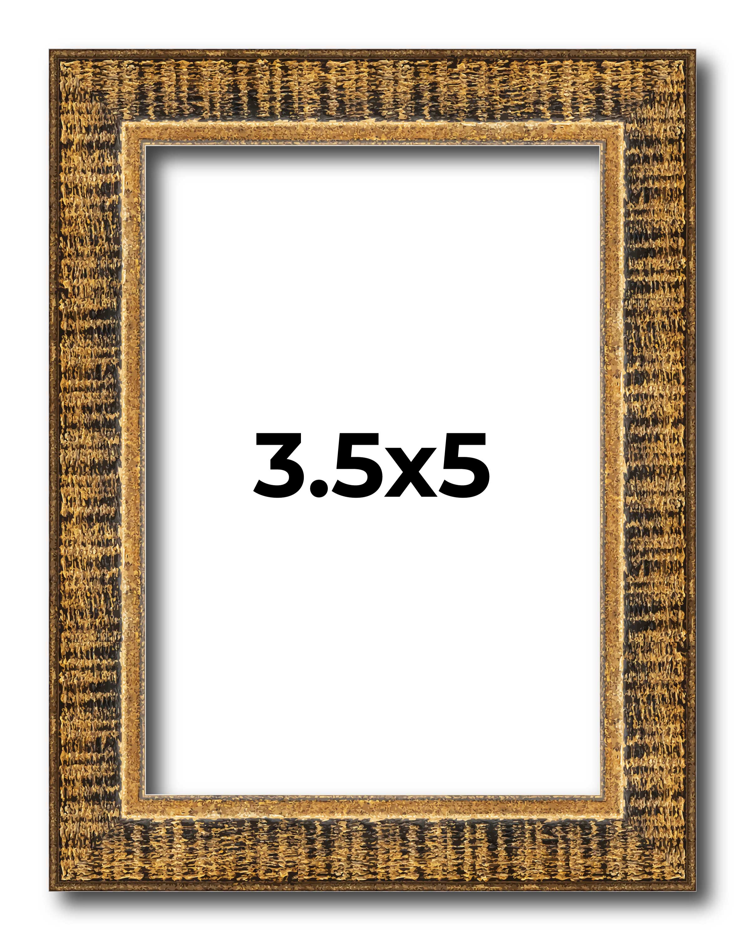 3.5x5 Frame Gold Kingsley Distressed Solid Wood Picture Frame Width 0.75 Inches main product image