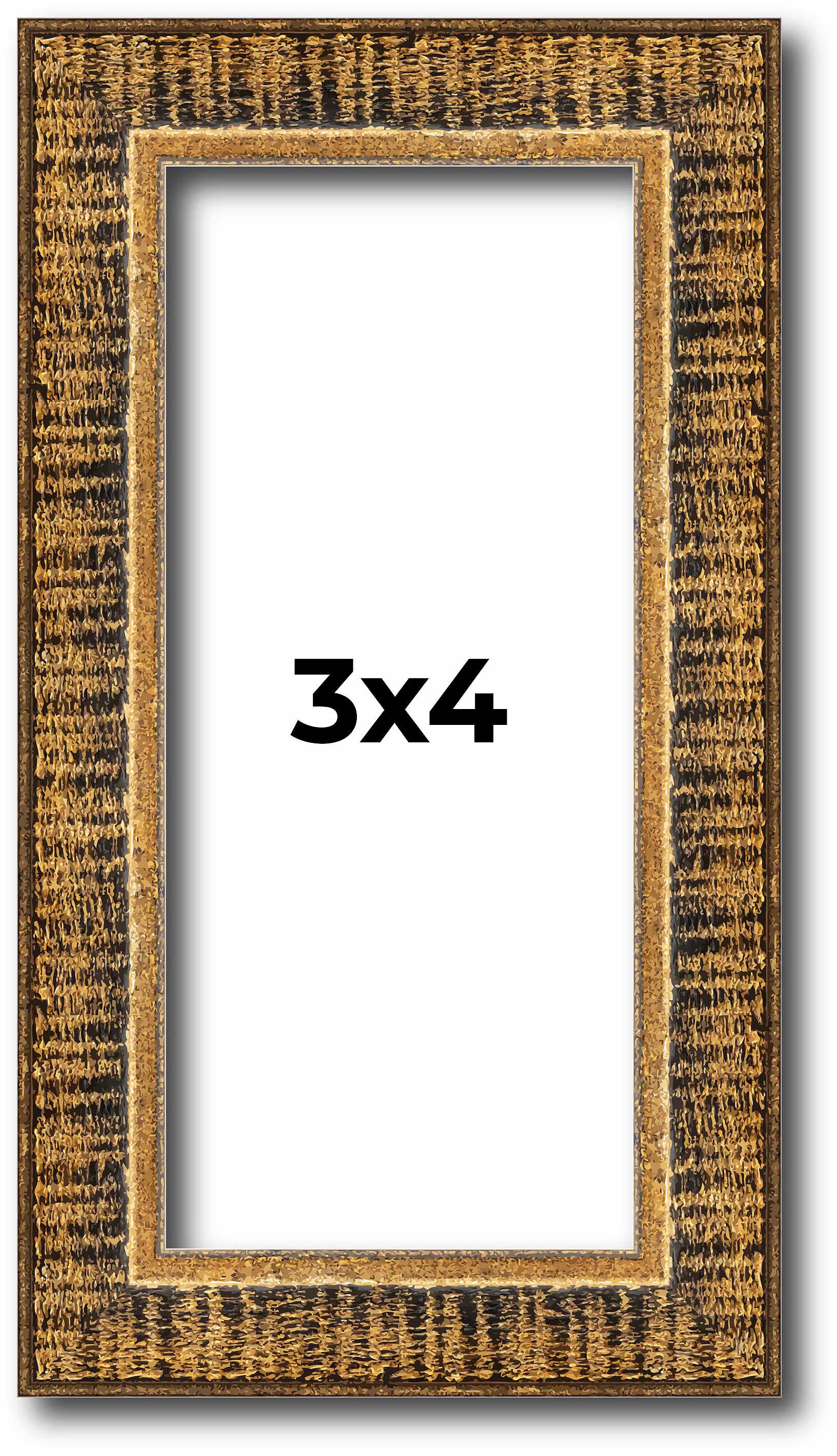 3×4 IN Frame Gold Kingsley Distressed Solid Wood Picture Frame Width 0.75 Inches