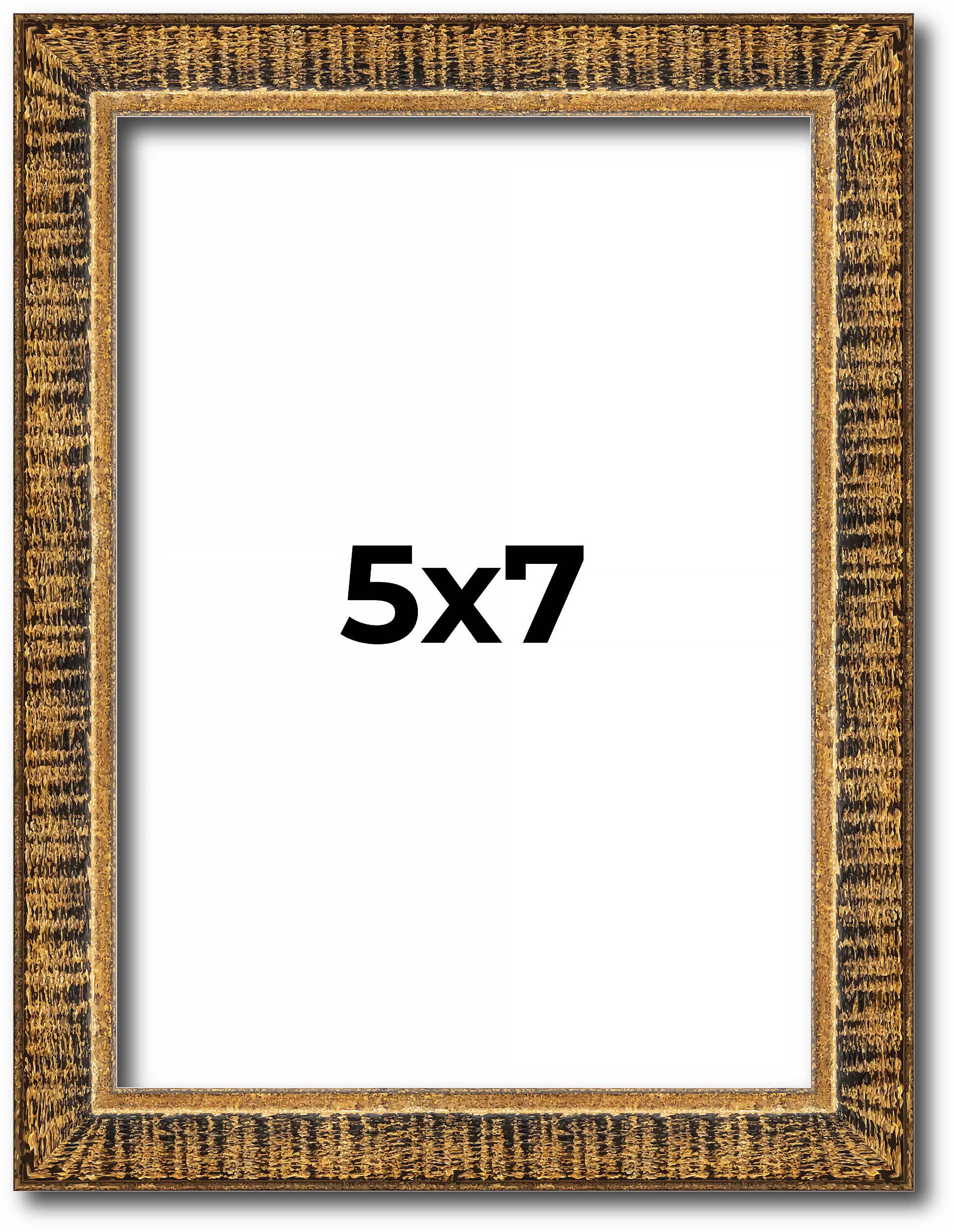5×7 IN Frame Gold Kingsley Distressed Real Pine Wood Picture Frame Width 0.75 In