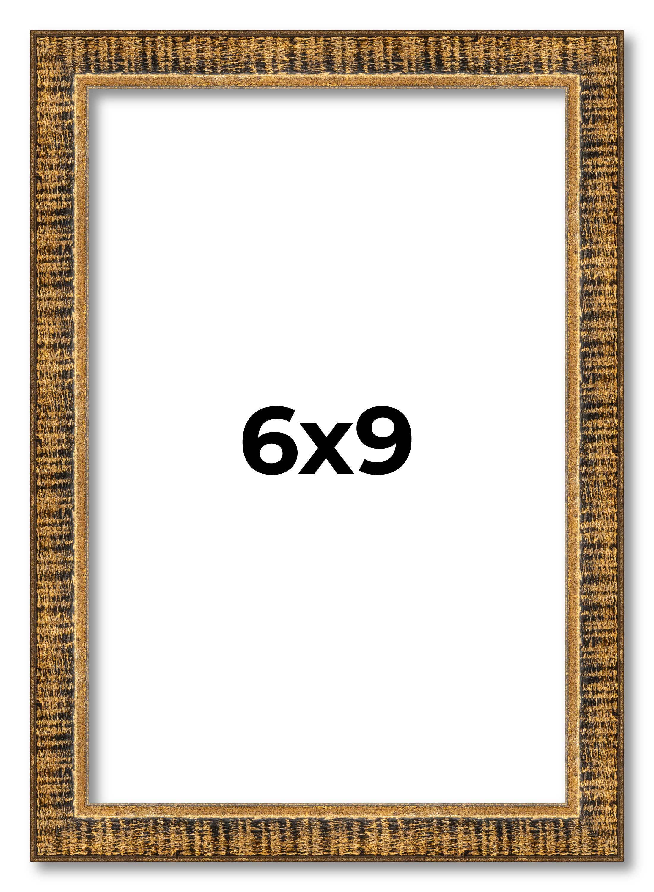 6x9 Frame Gold Kingsley Distressed Solid Wood Picture Frame Width 0.75 Inches |