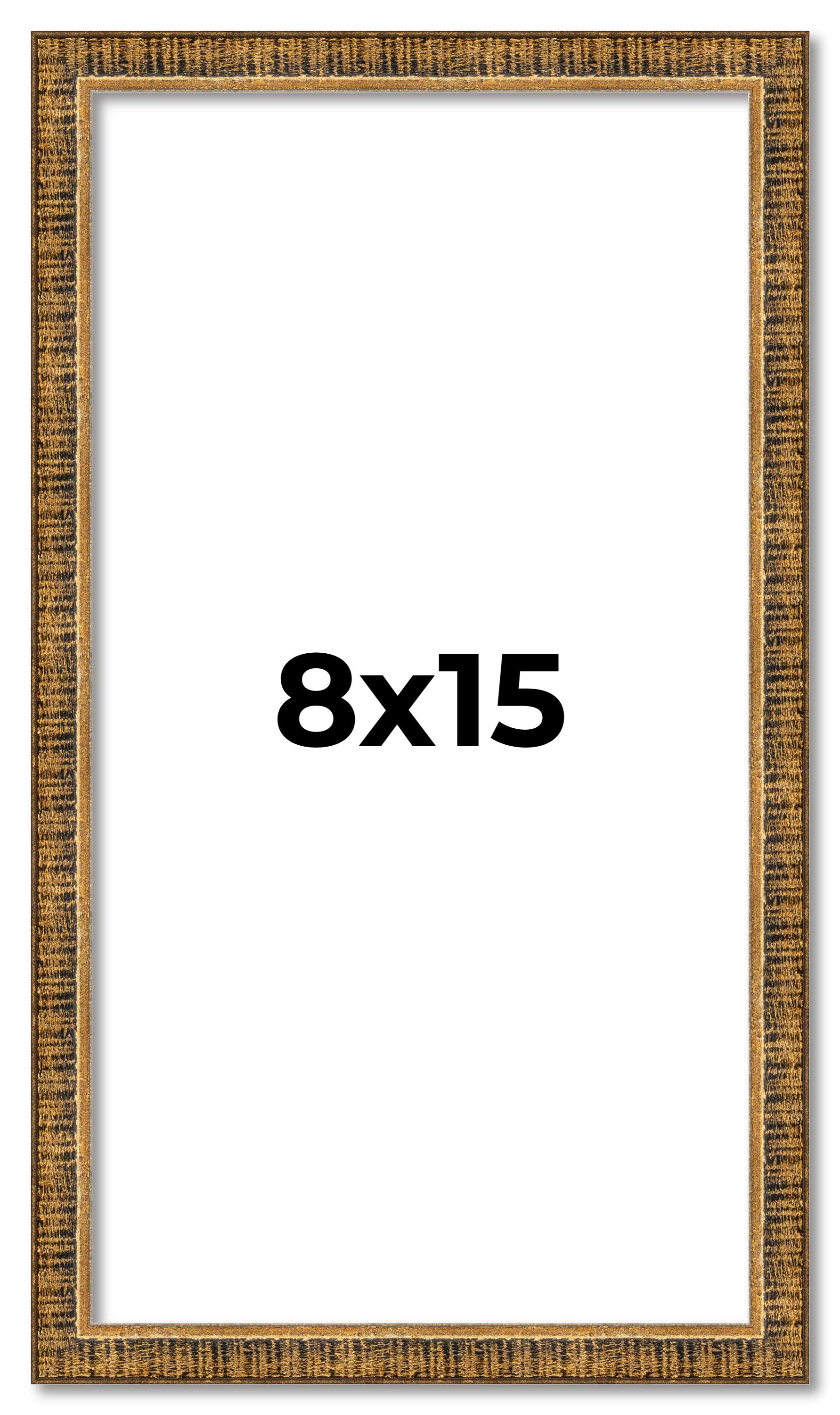 8×15 Frame Gold Picture Frame Complete Modern Photo Frame UV Acrylic, Acid Free