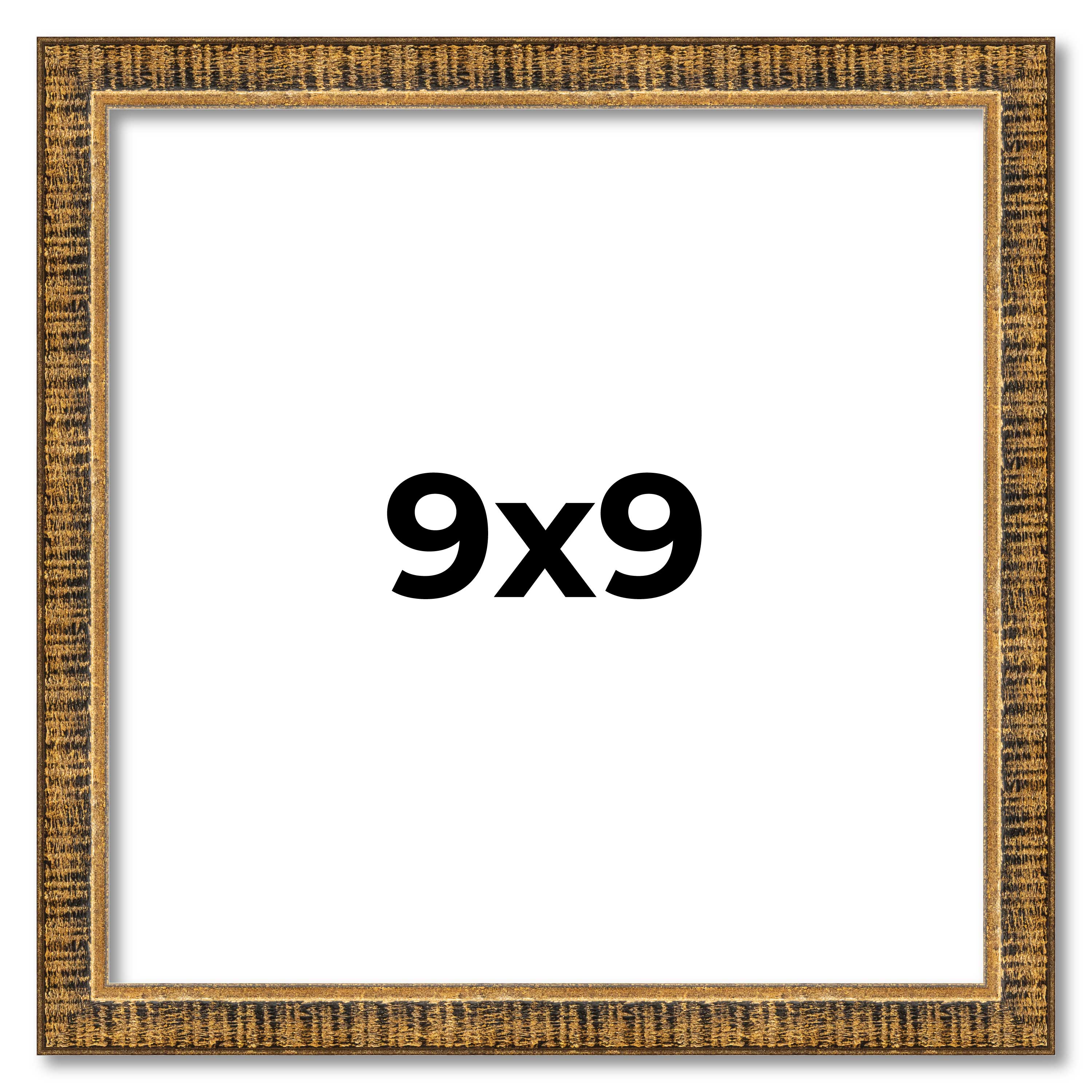 9x9 Frame Gold Kingsley Distressed Solid Wood Picture Frame Width 0.75 Inches |