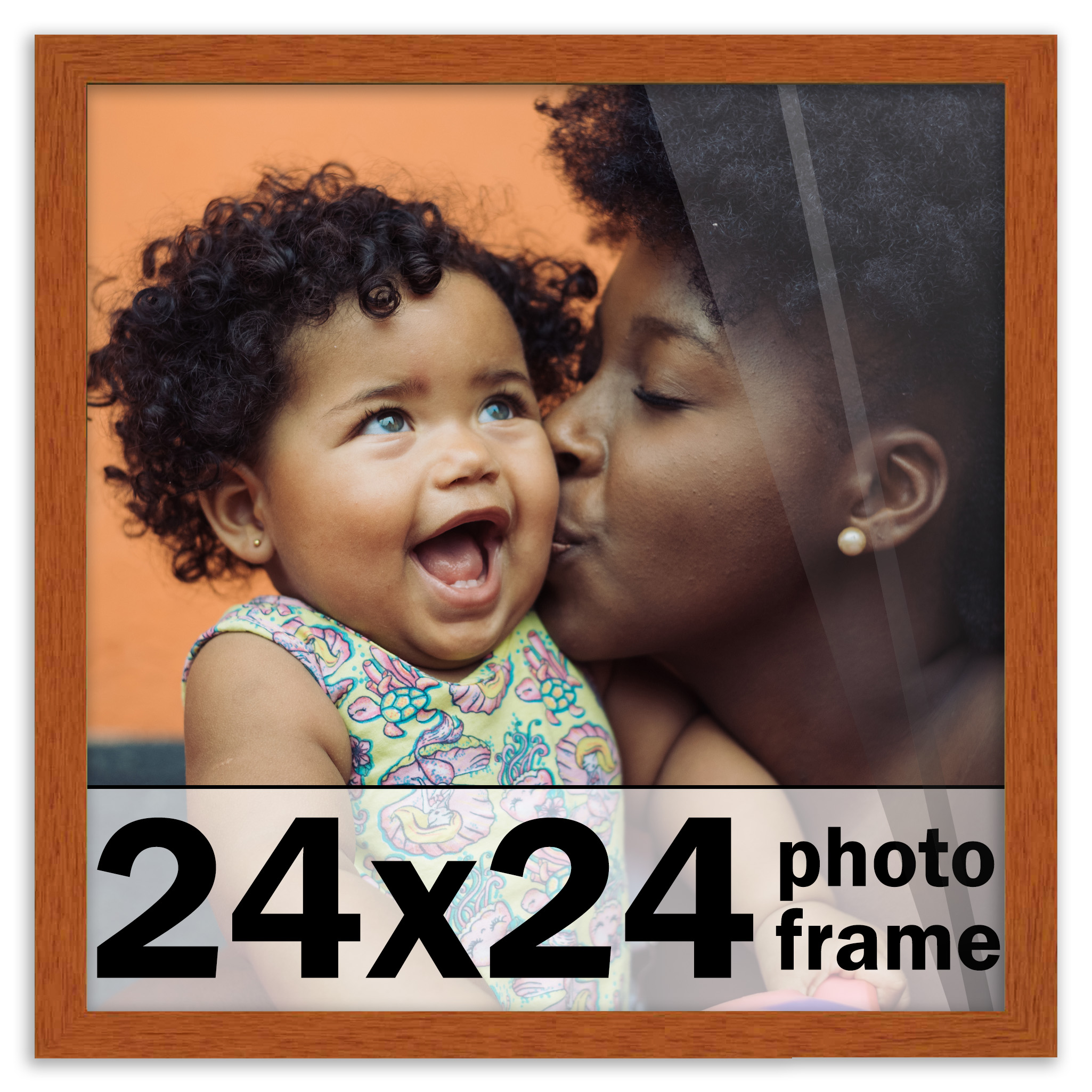 24x24 Frame Honey Pecan Brown Picture Frame Photo Frame UV Acrylic, Acid Free