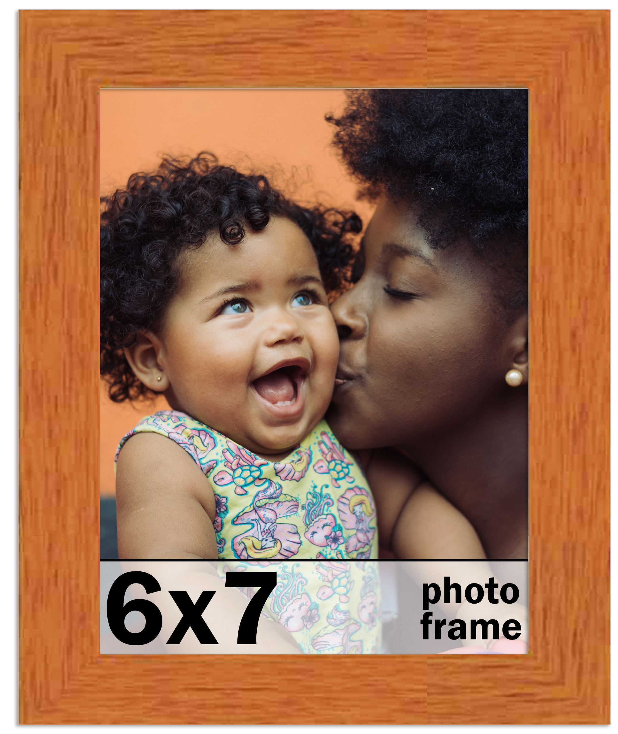 6x7 Frame Honey Pecan Brown Picture Frame Photo Frame UV Acrylic, Acid Free - Picture 2 of 9