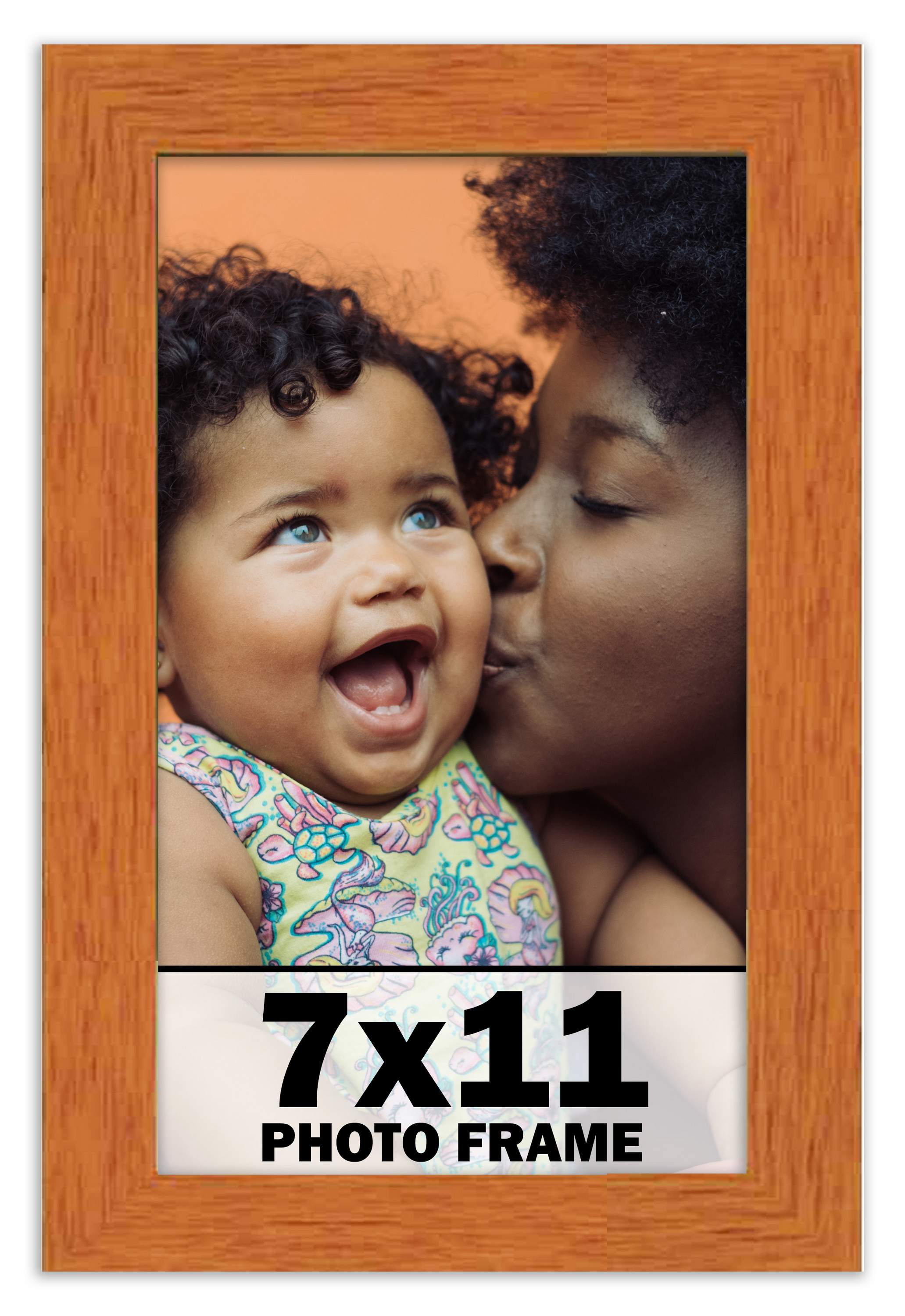 7×11 Frame Honey Pecan Brown Picture Frame Photo Frame UV Acrylic, Acid Free
