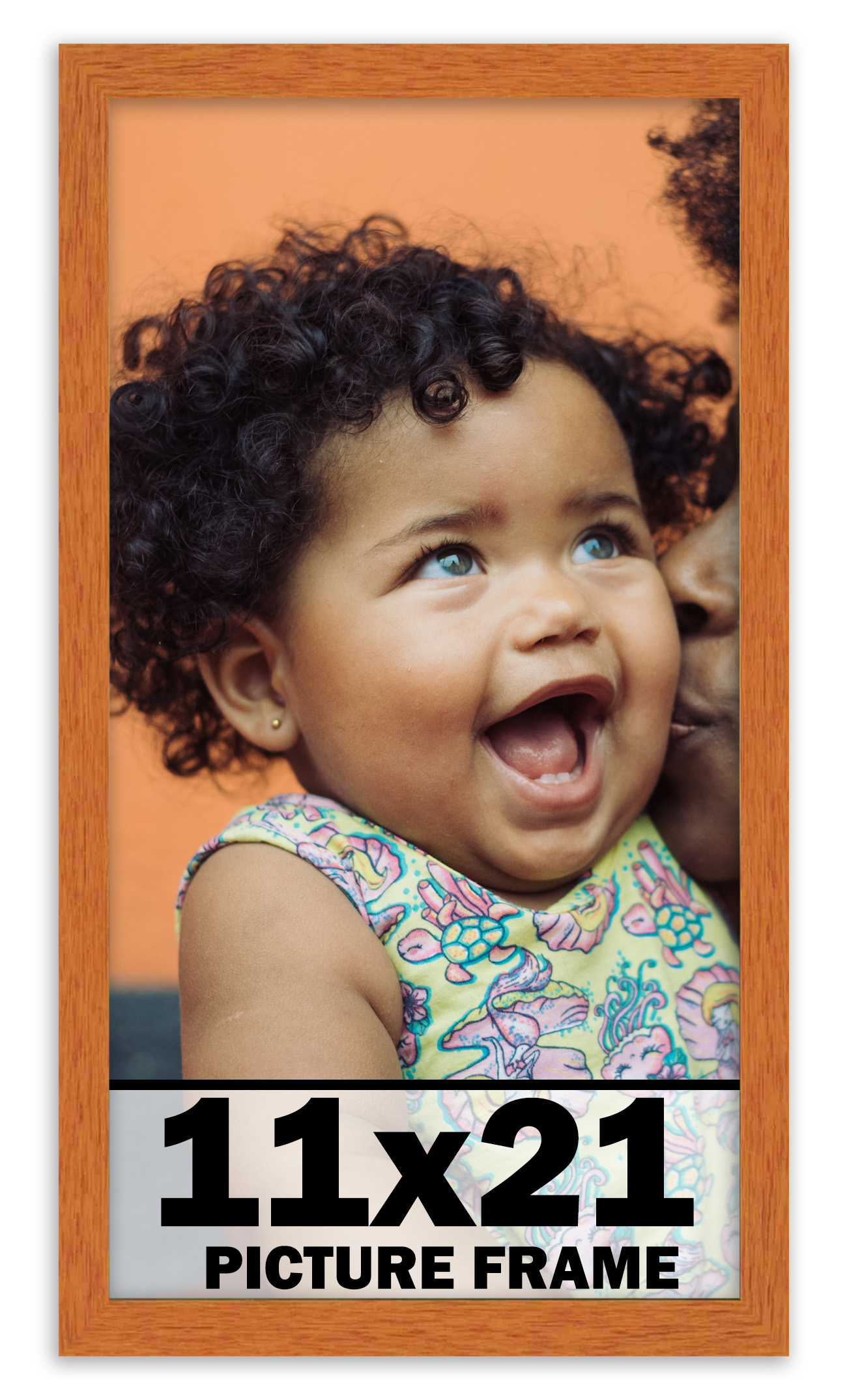 11×21 Frame Honey Pecan Brown Picture Frame Photo Frame UV Acrylic, Acid Free