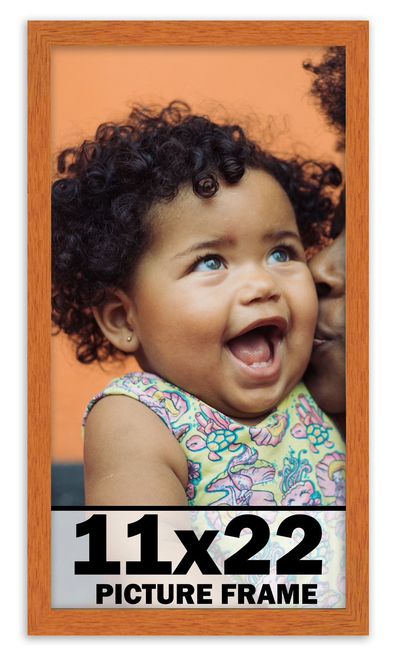 11×22 Frame Honey Pecan Brown Picture Frame Photo Frame UV Acrylic, Acid Free