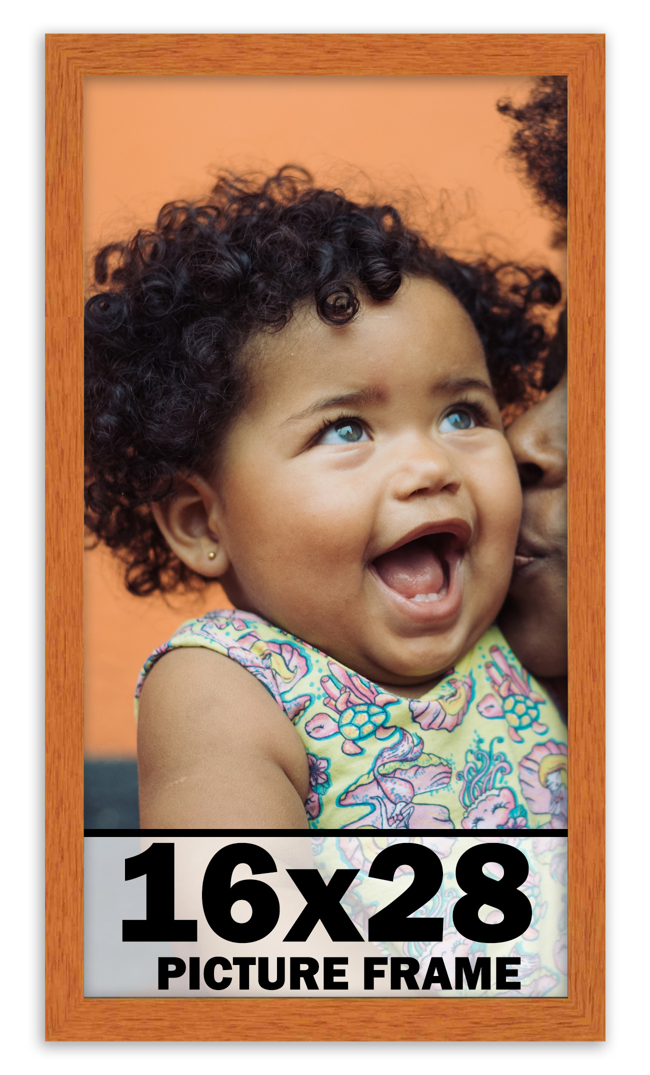 16×28 Frame Honey Pecan Brown Picture Frame Photo Frame UV Acrylic, Acid Free