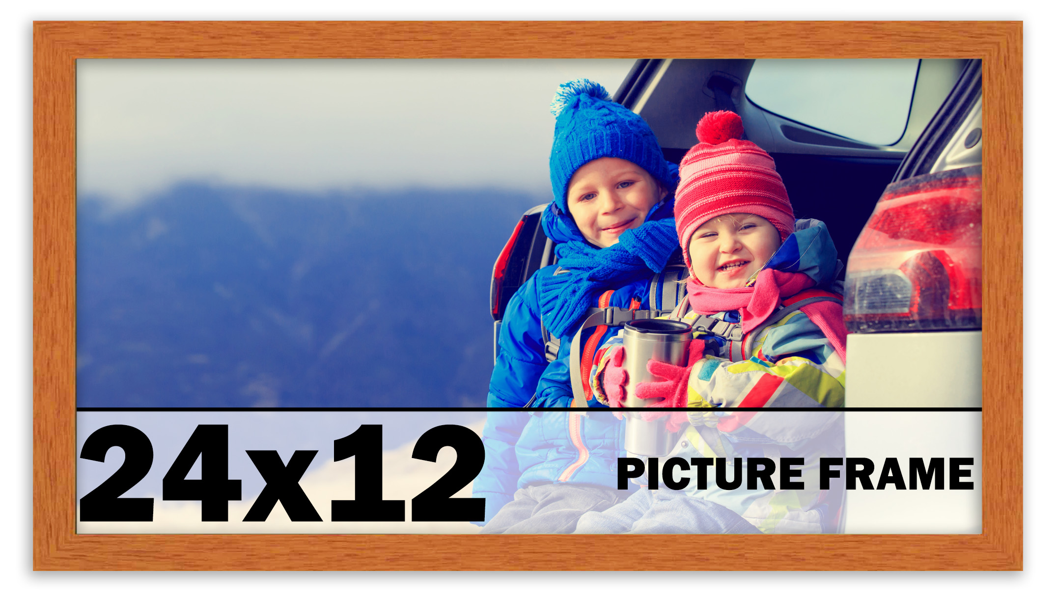 24×12 Frame Honey Pecan Brown Picture Frame Photo Frame UV Acrylic, Acid Free