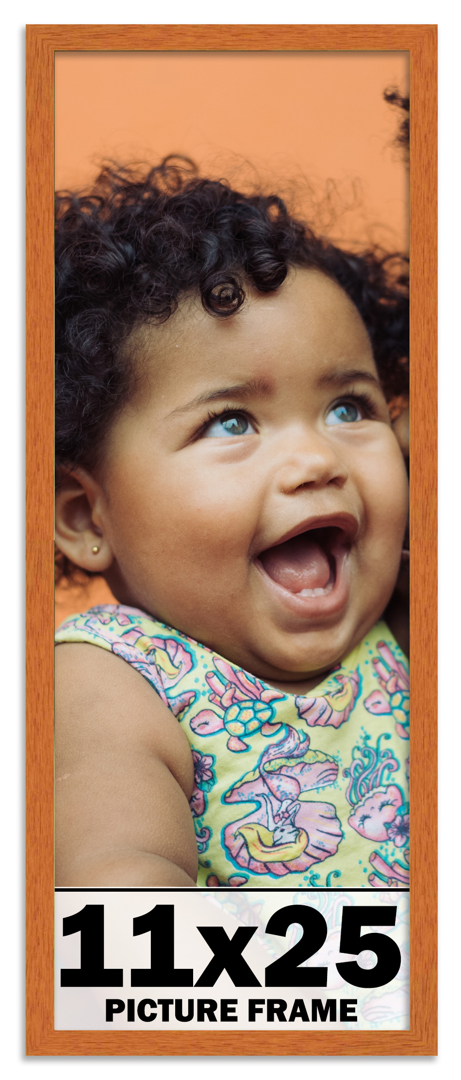 11×25 Frame Honey Pecan Brown Picture Frame Photo Frame UV Acrylic, Acid Free
