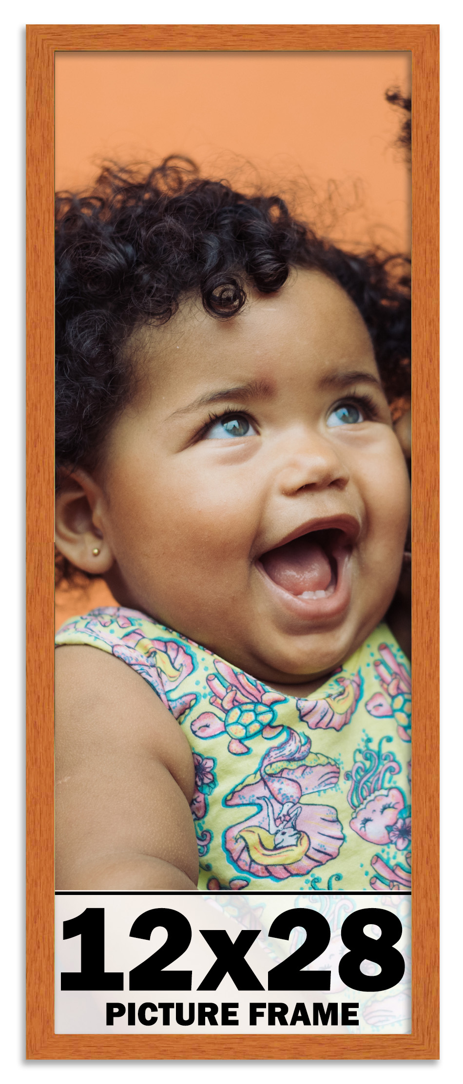 12×28 Frame Honey Pecan Brown Picture Frame Photo Frame UV Acrylic, Acid Free