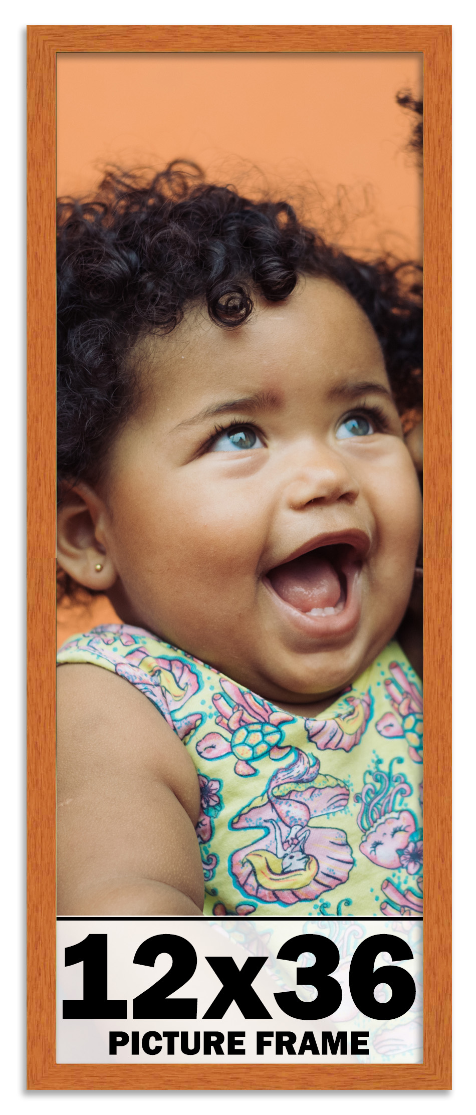 12×36 Frame Honey Pecan Brown Picture Frame UV Acrylic Wood Panoramic Frame