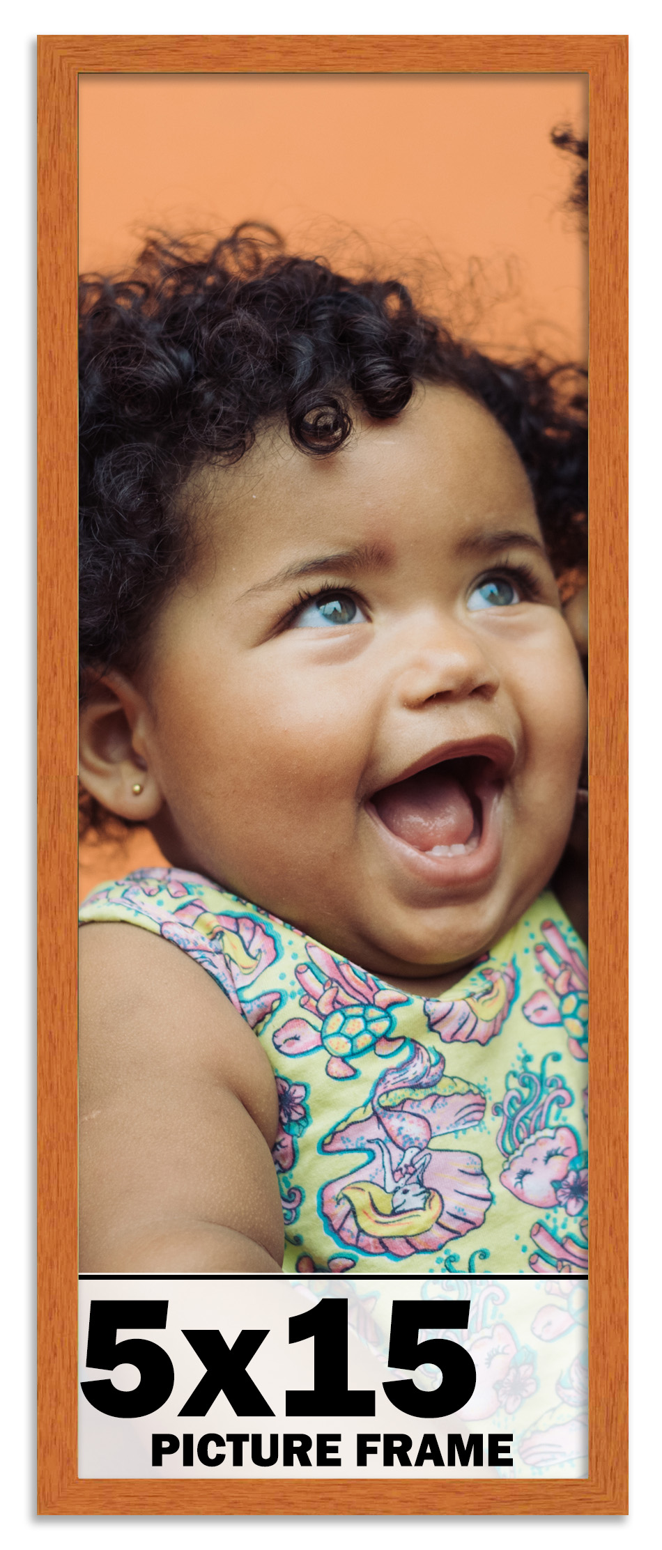 5×15 Frame Honey Pecan Brown Picture Frame Photo Frame UV Acrylic, Acid Free
