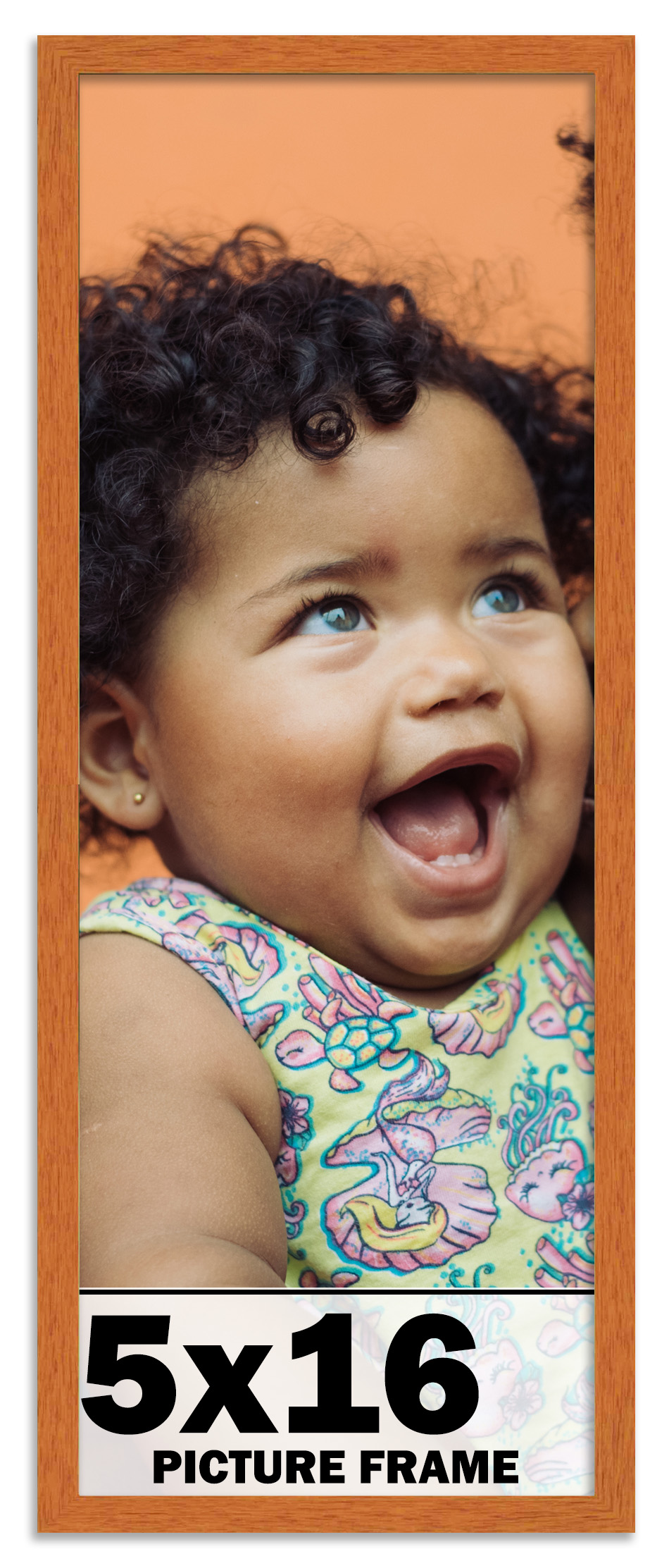 5×16 Frame Honey Pecan Brown Picture Frame Photo Frame UV Acrylic, Acid Free