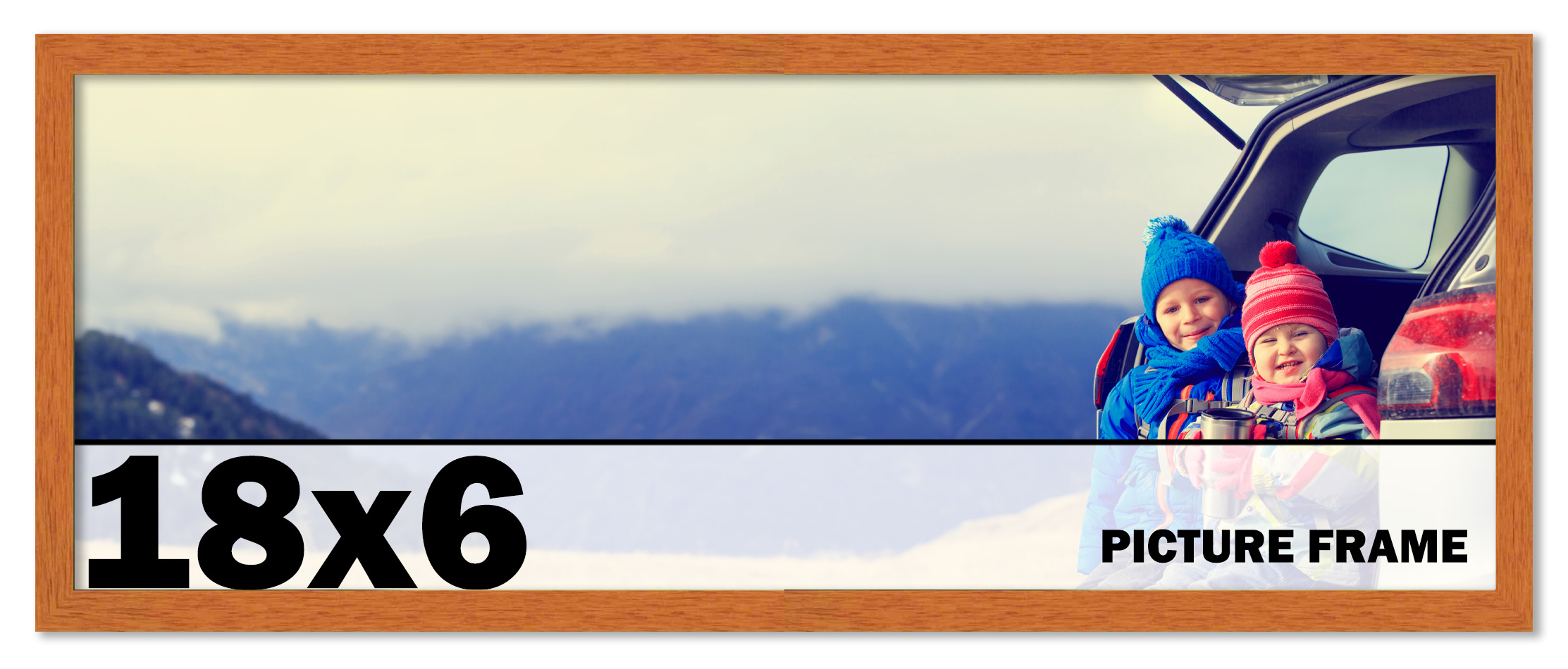 18×6 Frame Honey Pecan Brown Picture Frame Photo Frame UV Acrylic, Acid Free