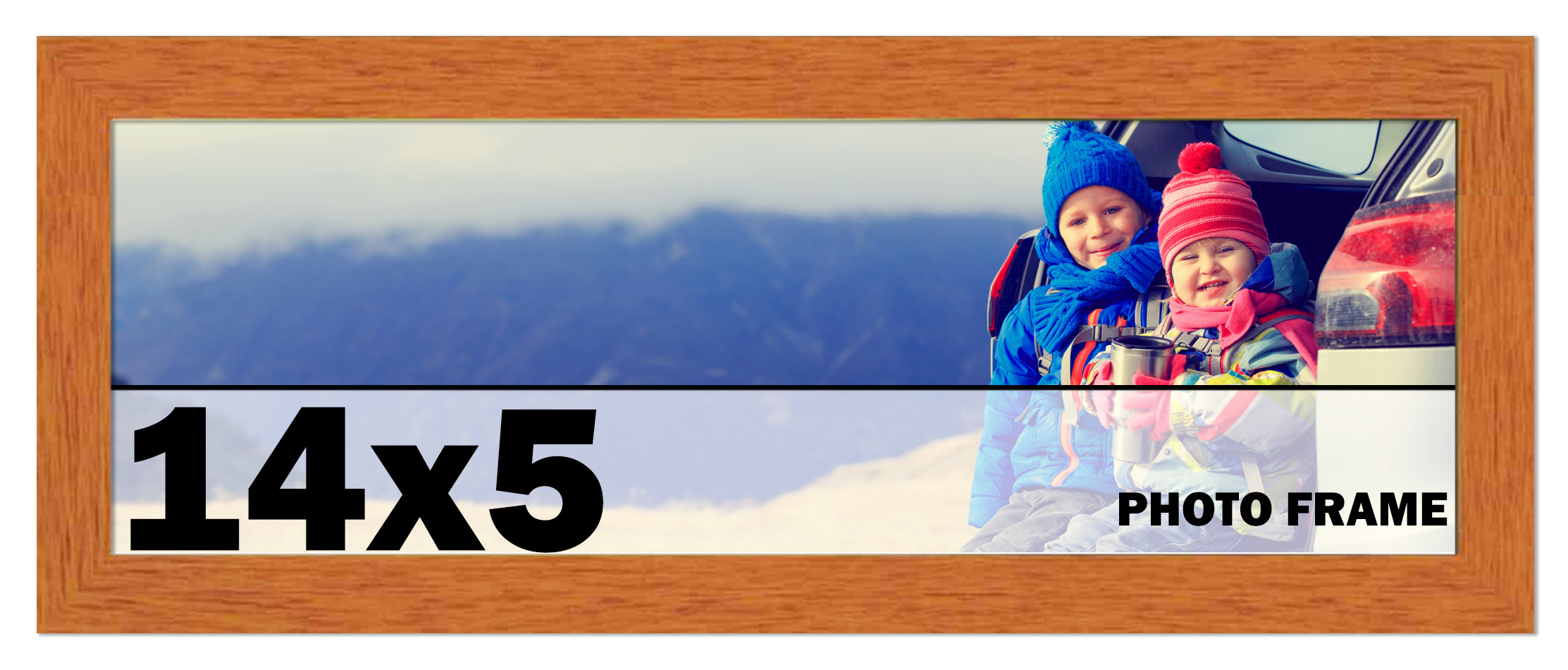14×5 Frame Honey Pecan Brown Picture Frame Photo Frame UV Acrylic, Acid Free
