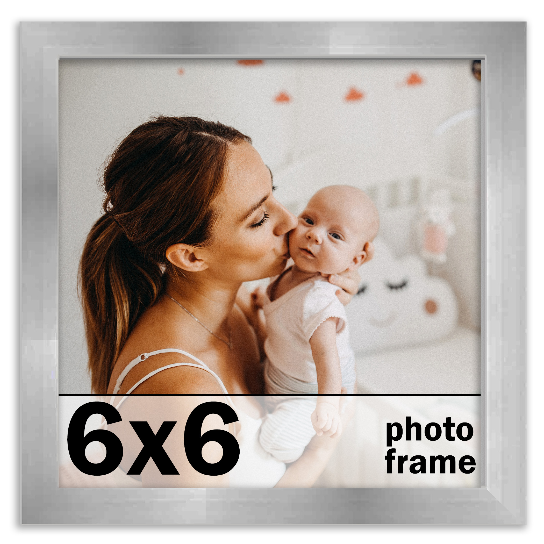 6x6 Frame Stainless Steel Silver Picture Frame Frame UV Acrylic, Acid Free - Picture 1 of 9