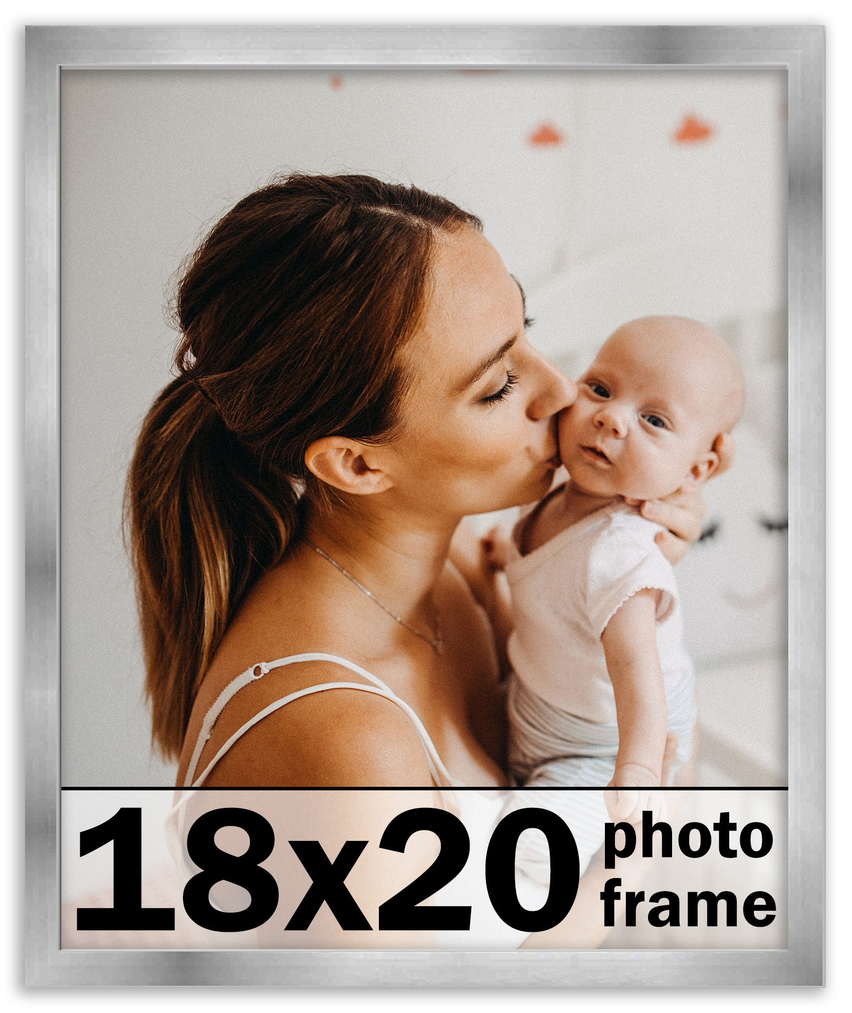 18x20 Frame Silver Stainless Steel Solid Wood Picture Frame | 0.75 Inch Moulding