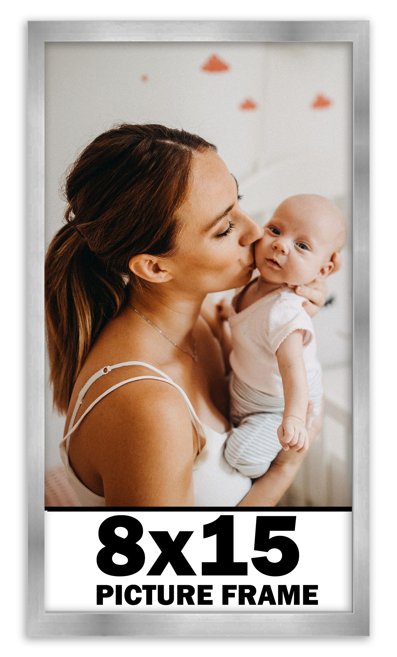 8x15 Frame Stainless Steel Silver Picture Frame Photo Frame UV Acrylic Acid Free - Picture 1 of 9