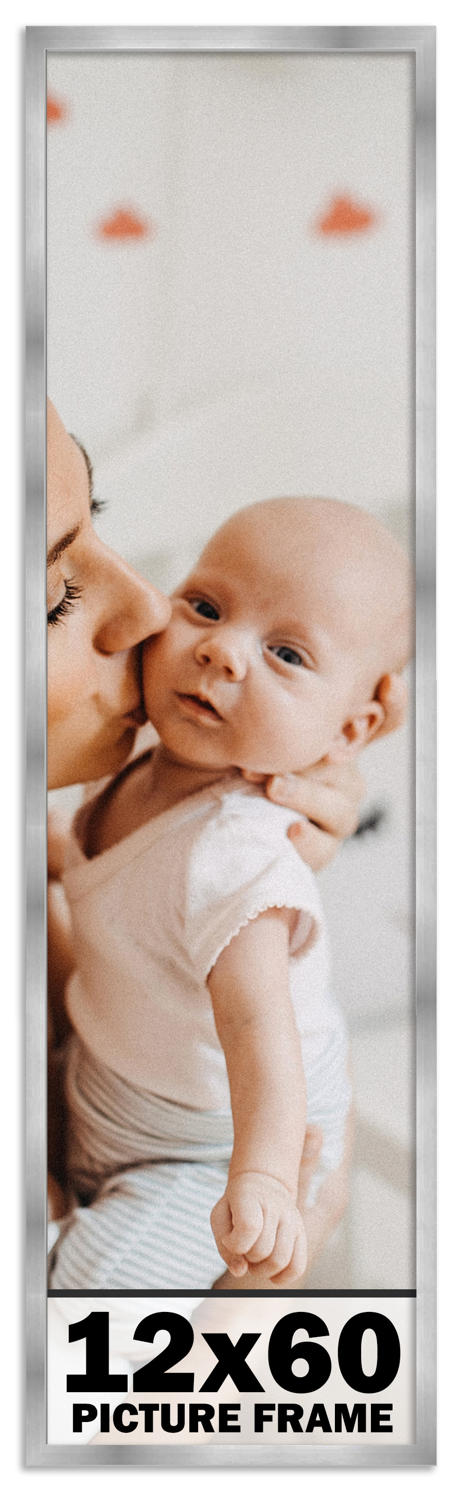 12×60 Frame Stainless Steel Silver Picture Frame Photo Frame UV Acrylic
