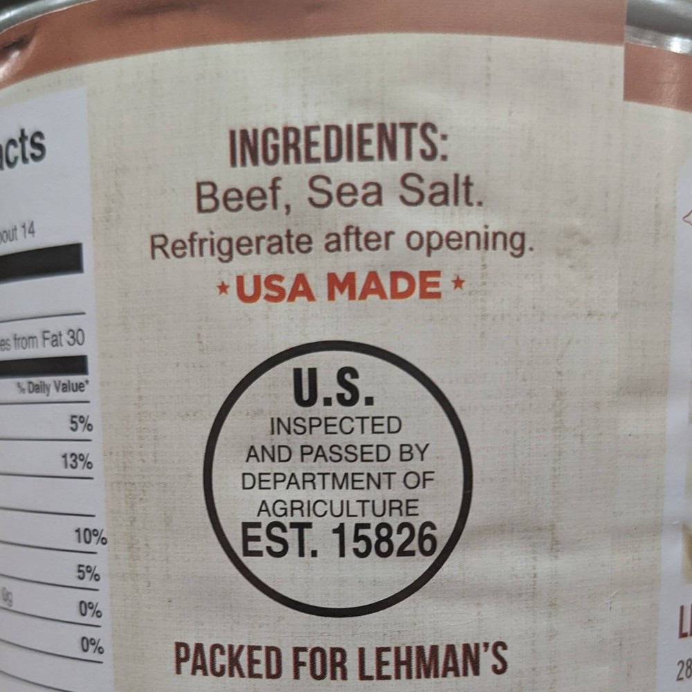 Lehman's All Natural Canned Meats for Camping or Emergency Use 28 oz