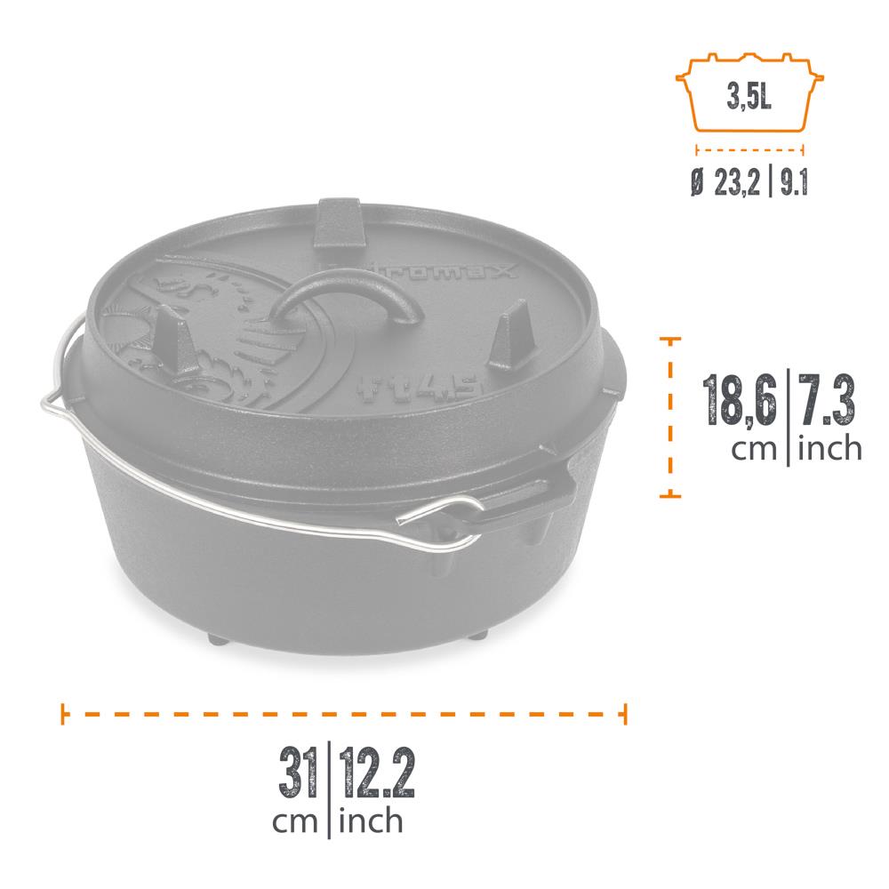 Petromax Gusseisen Dutch Oven für Lagerfeuer oder Hausküche, vorgewürzt, 3 Beine - Bild 35 von 49