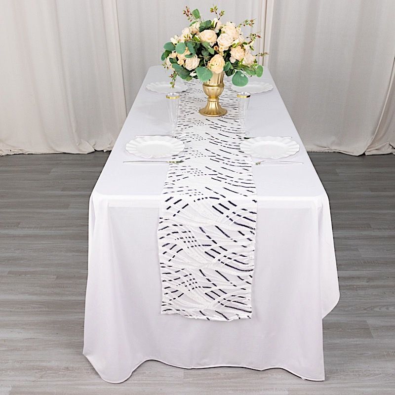 12x108 in Mesh Wavy Embroidered Sequins TABLE RUNNER Party Events Decorations - Picture 68 of 70