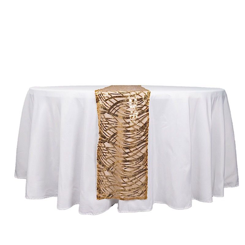 12x108 in Mesh Wavy Embroidered Sequins TABLE RUNNER Party Events Decorations - Picture 37 of 70