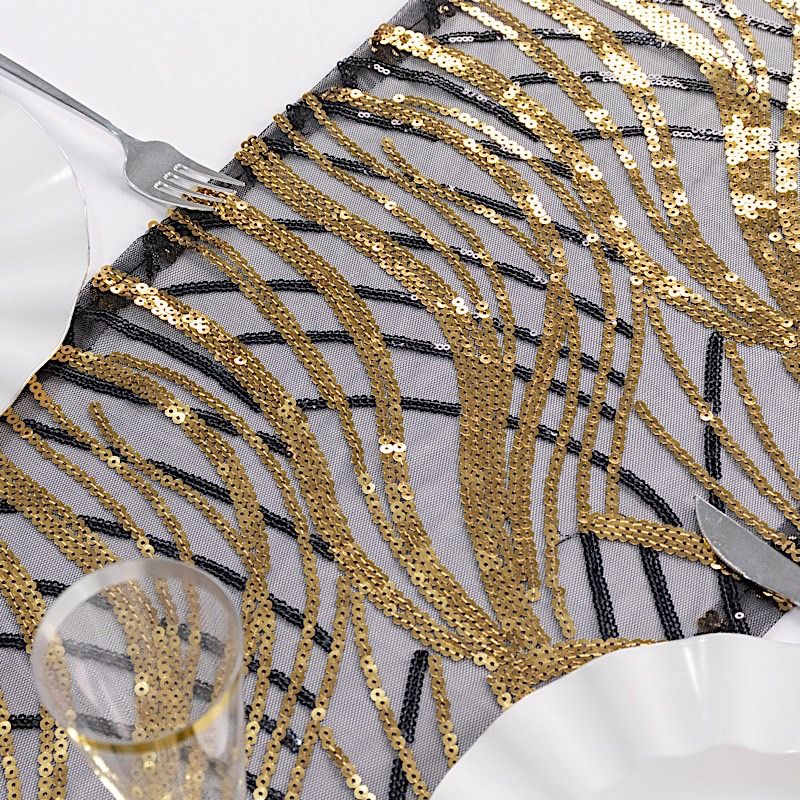 12x108 in Mesh Wavy Embroidered Sequins TABLE RUNNER Party Events Decorations - Picture 13 of 70