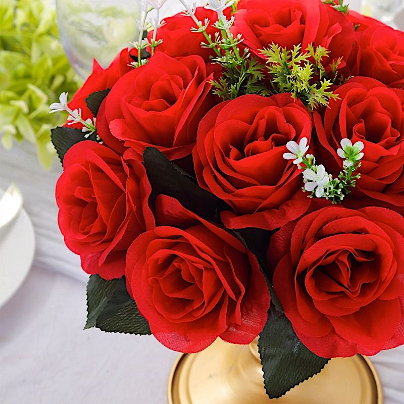 2 Bouquets 10" Silk Roses Artificial Flower Balls Wedding Party Home Decorations - Picture 12 of 34