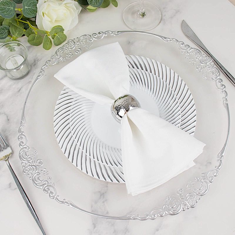 10 Round 9 in Disposable Dinner Plastic PLATES Swirl Design Trim Party Events - Picture 22 of 25