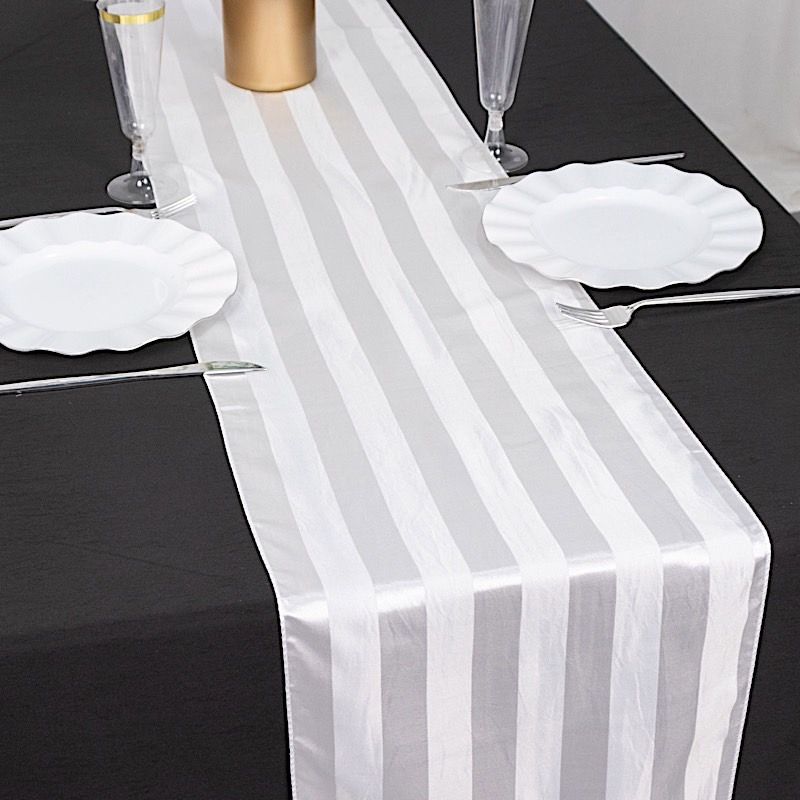 12x108 in Stripes Satin TABLE RUNNER Wedding Party Linens Events Decorations - Picture 59 of 65