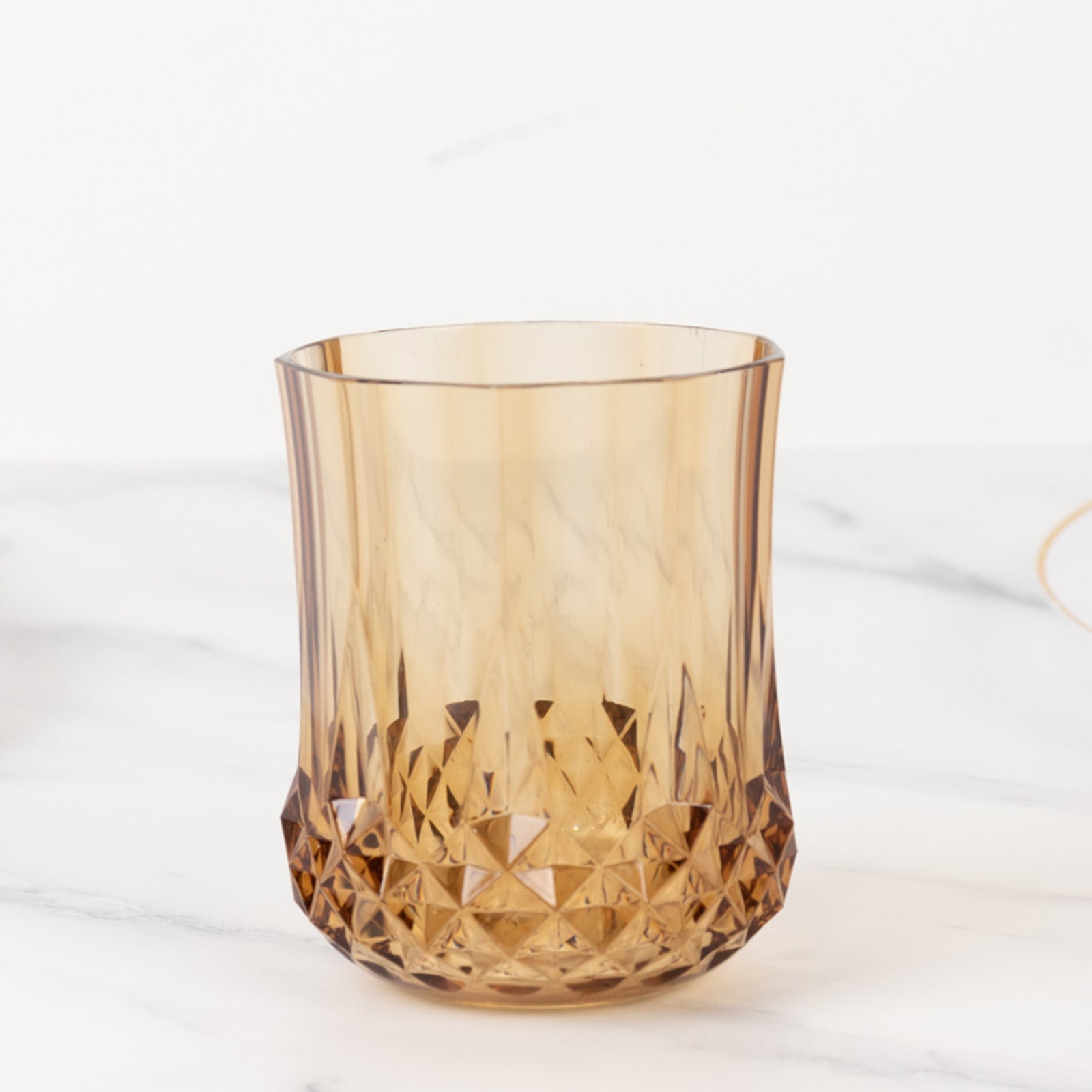 6 pcs 8 oz Crystal Cut Plastic Stemless Wine Glasses Disposable Wedding Event