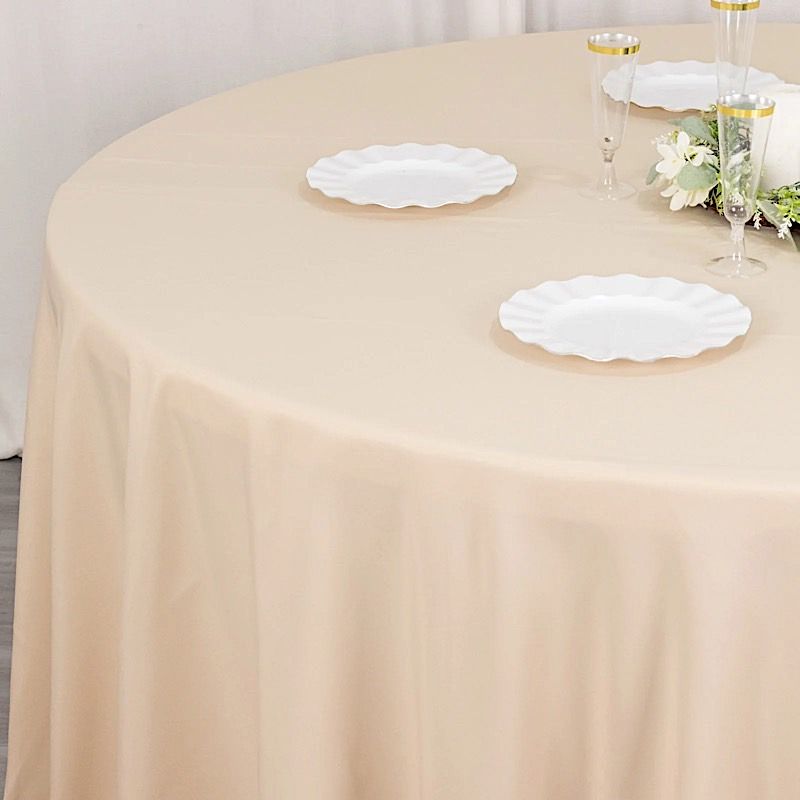 Round 120" Premium High Quality Polyester Tablecloth Wedding Party Table Linens - Picture 7 of 163