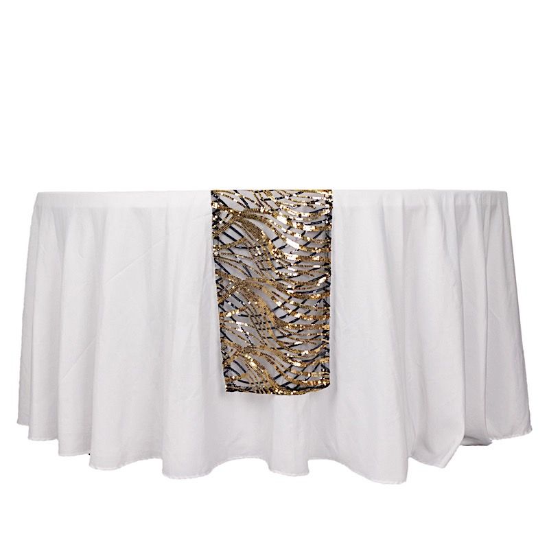 12x108 in Mesh Wavy Embroidered Sequins TABLE RUNNER Party Events Decorations - Picture 11 of 70