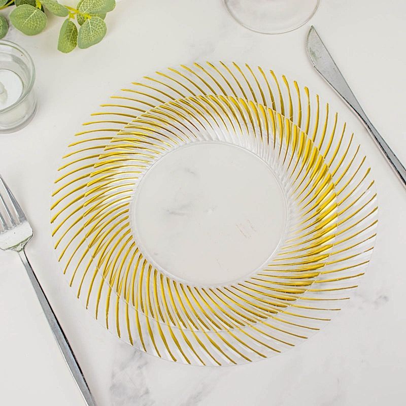 10 Round 7 in Disposable Salad Plastic PLATES Swirl Design Trim Party Events - Picture 10 of 26